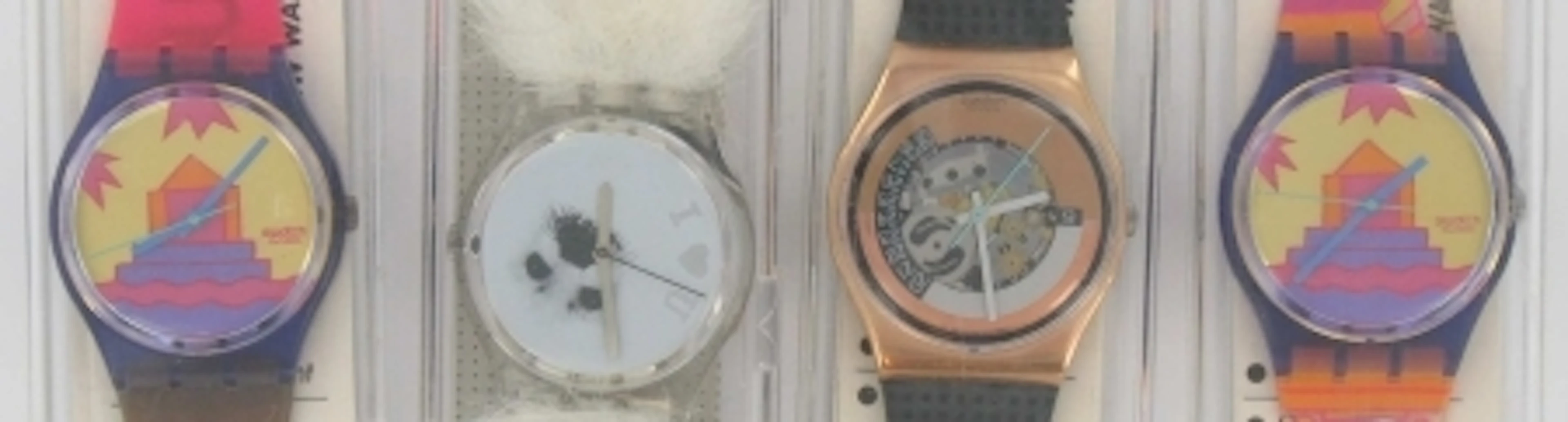 SWATCH Quatre montres à quartz comprenant : 1/ "Frozen Tears"