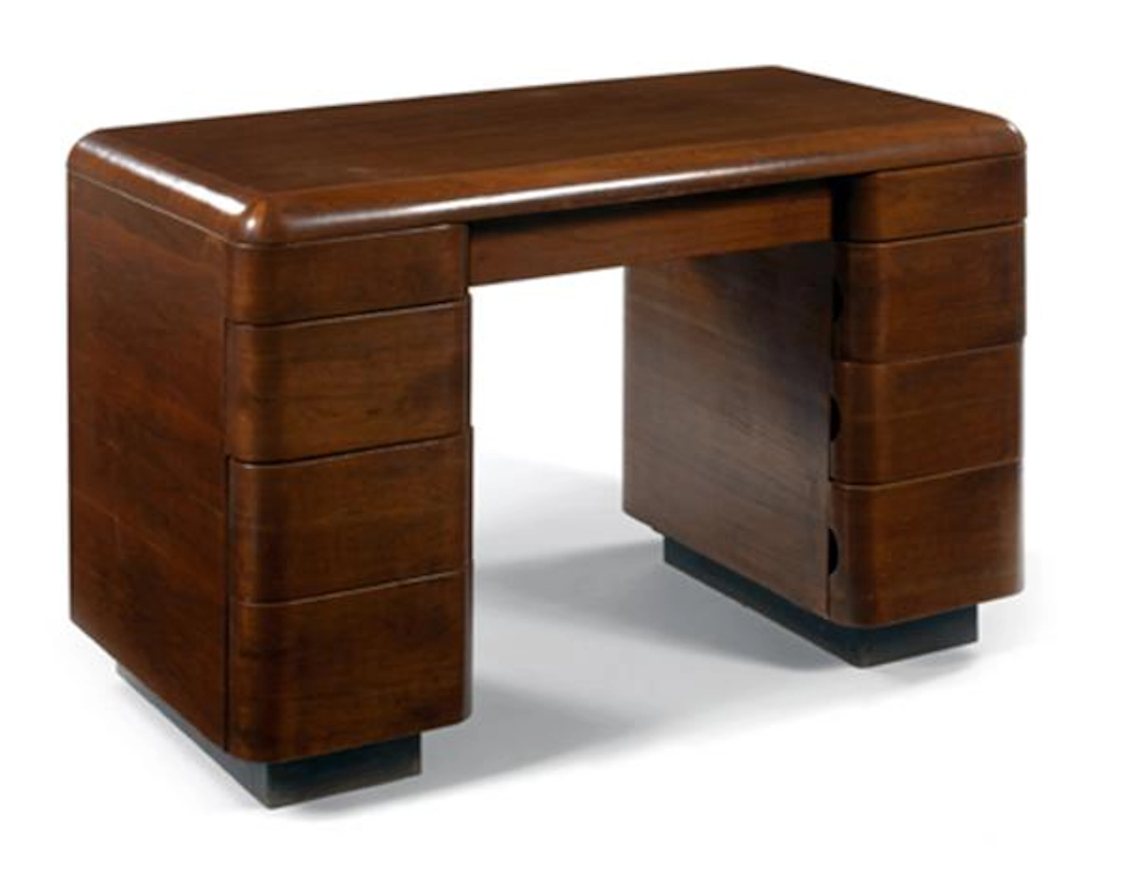 Paul GOLDMAN (né en 1912) pour PLYMOLD CORP. LAWRENCE (Éditeur) Rare bureau galbé