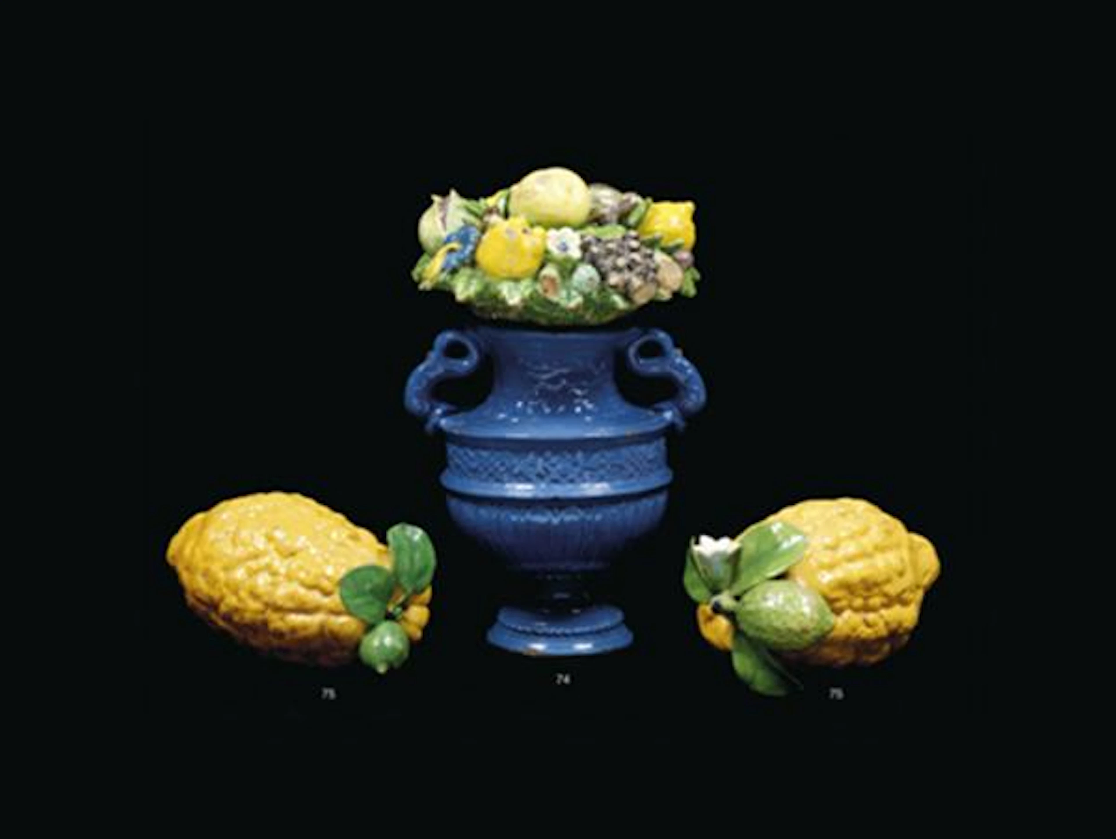 Attribué à DELLA ROBBIA Deux cédrats en trompe l'œil à taille