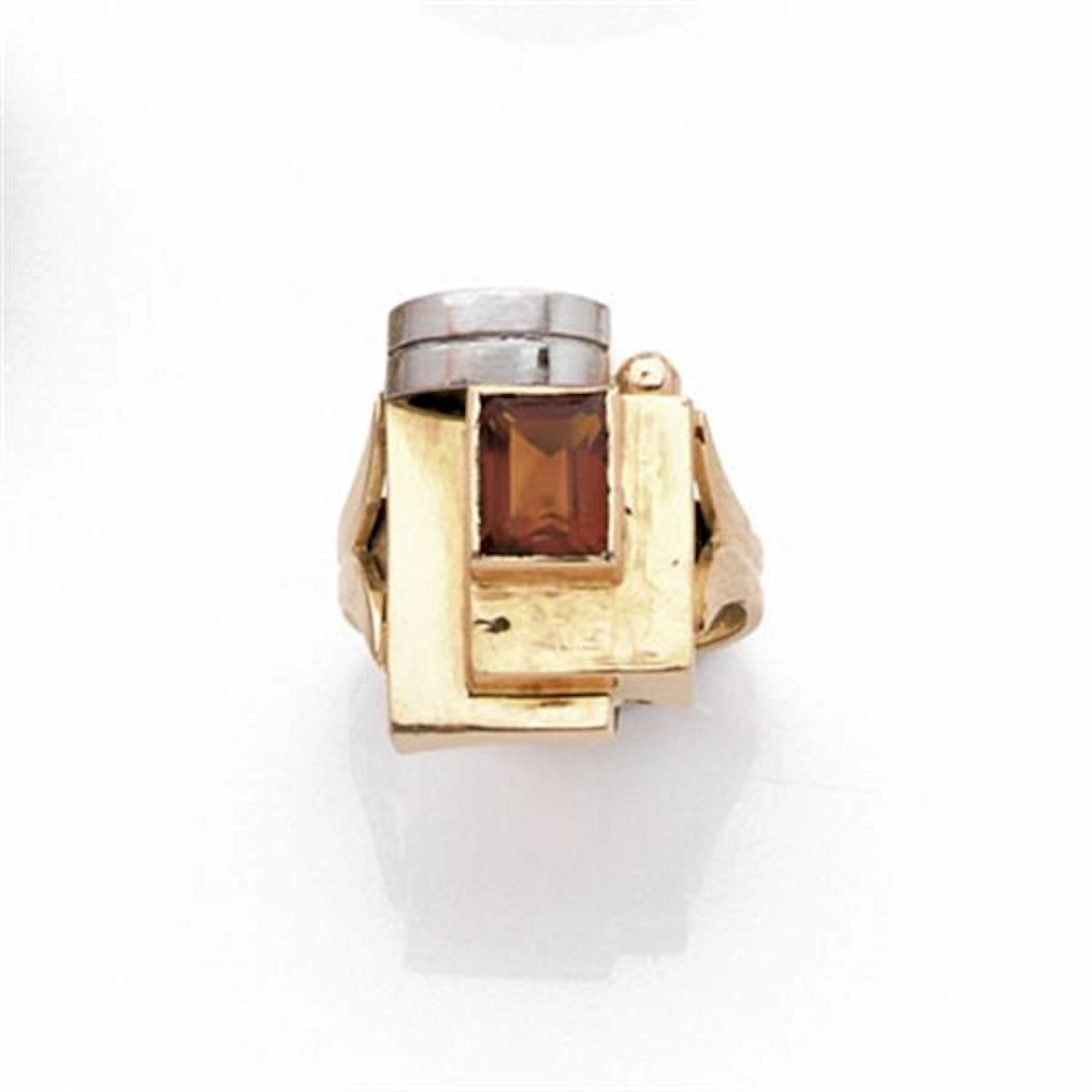 Jean DEPRES Bague en or jaune et argent