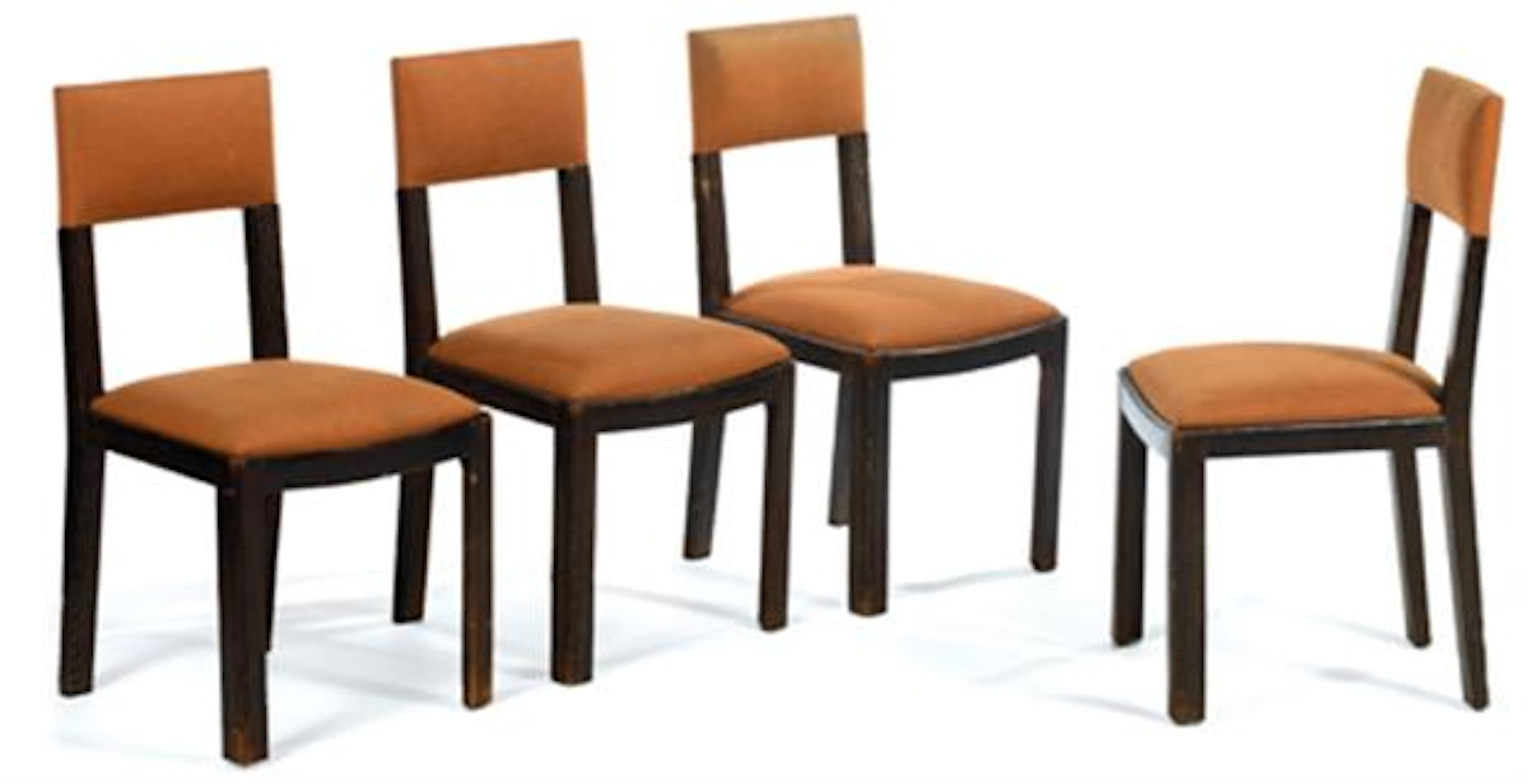 Adrienne GORSKA (1899-1969) Suite de quatre chaises modernistes en chêne cérusé