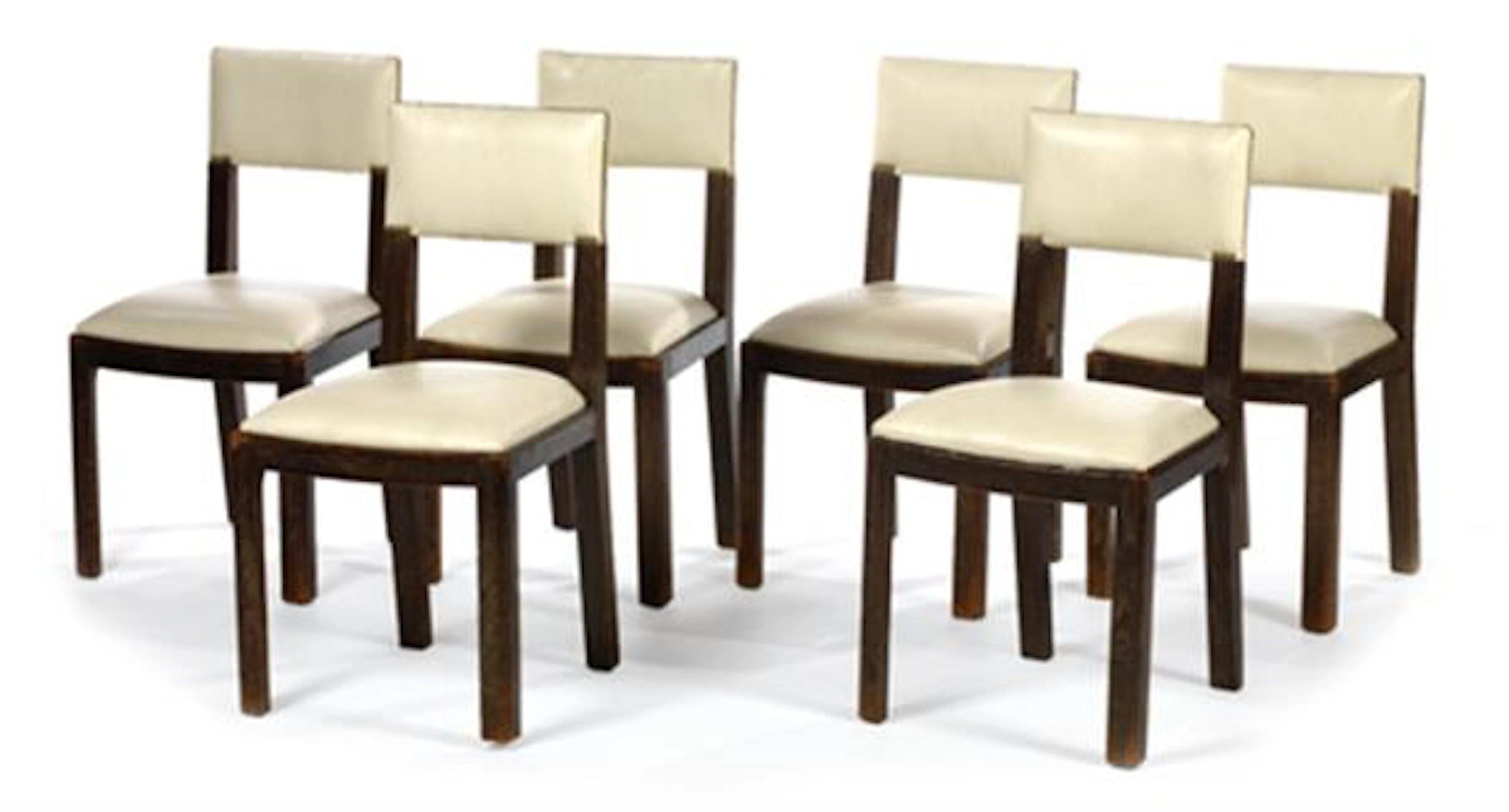 Adrienne GORSKA (1899-1969) Suite de six chaises modernistes en chêne cérusé