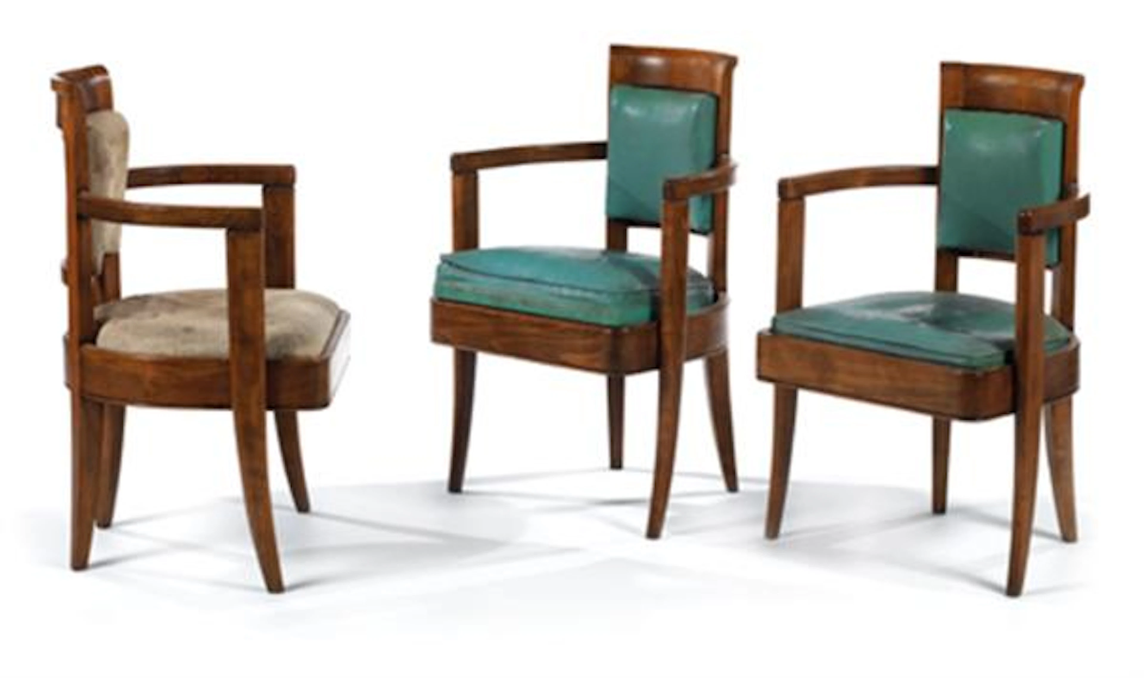 PIERRE PatouT (1879-1965) Suite de trois fauteuils de bridge