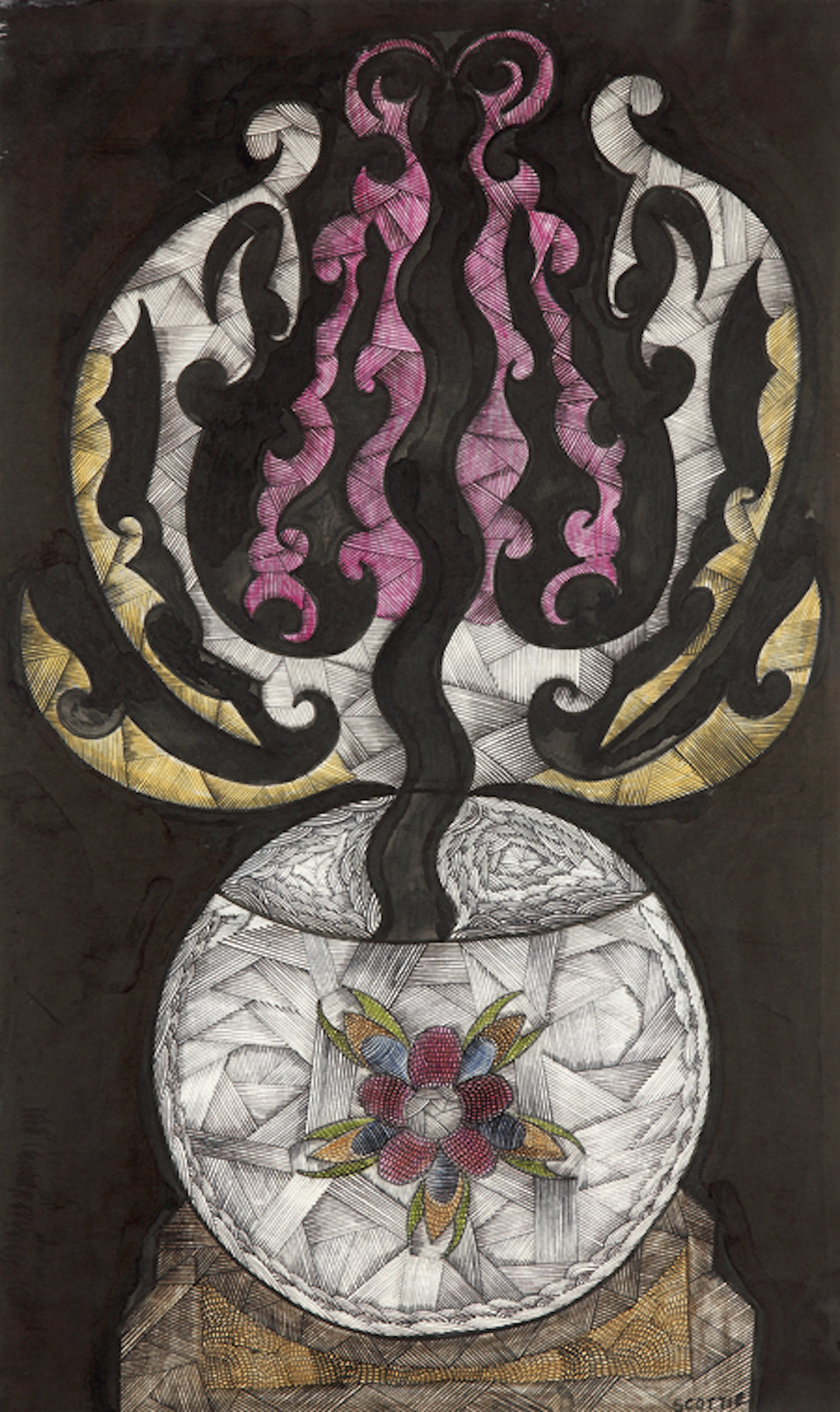 Scottie Wilson. Louis Freeman dit (1888-1972) Sans titre Encre