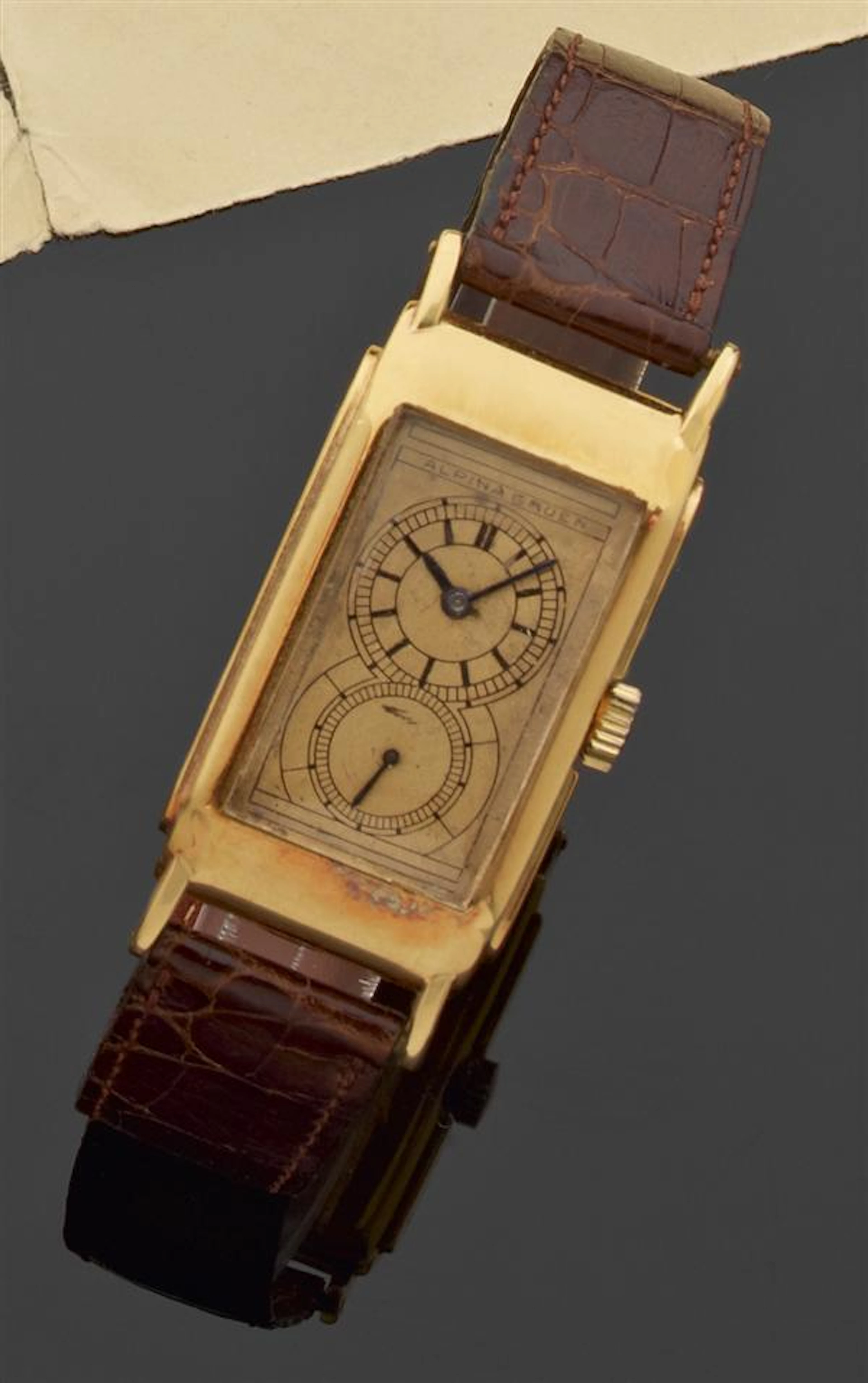 ALPINA GRUEN VERS 1940 Montre bracelet en or jaune avec boîtier
