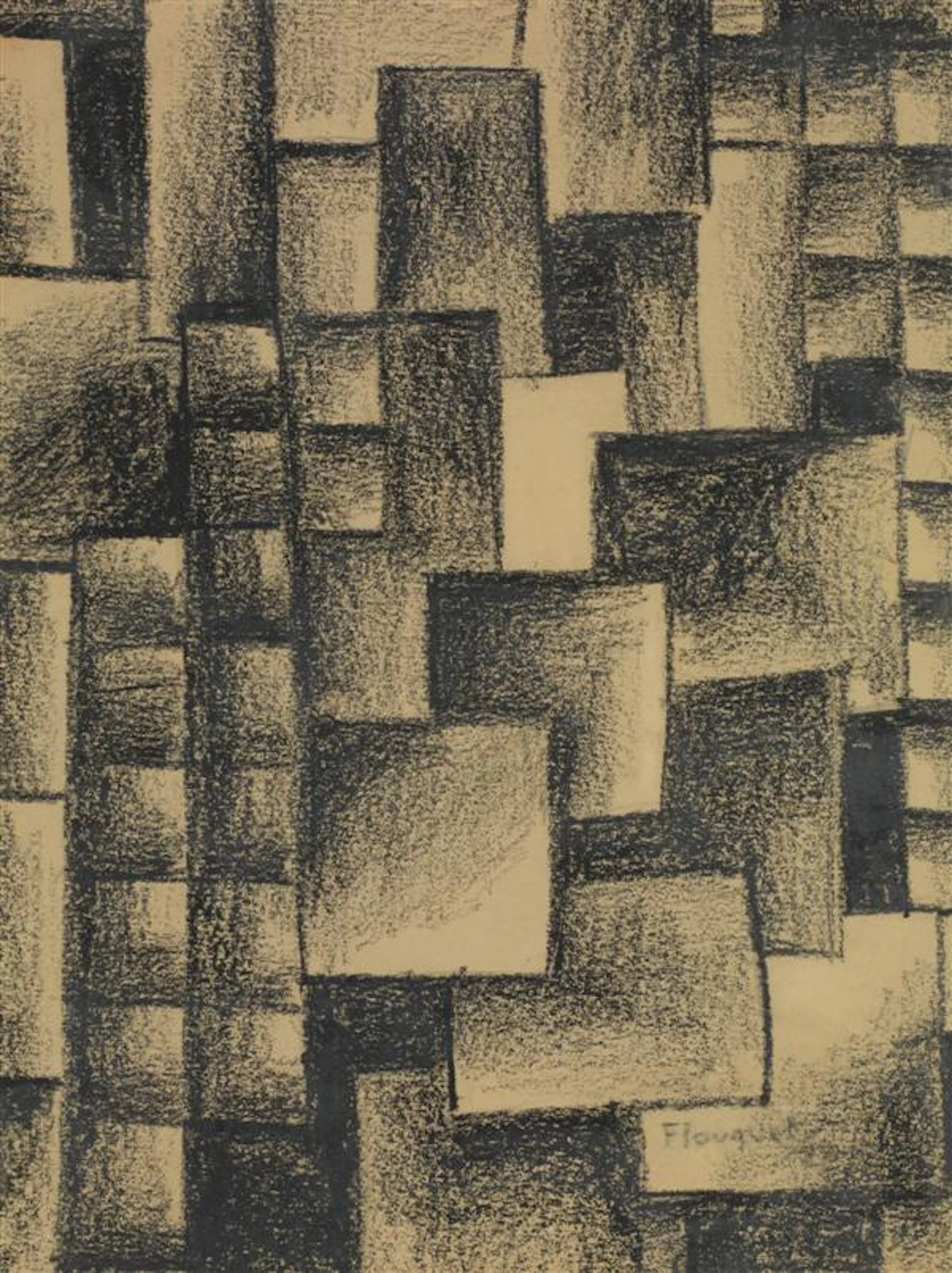 Pierre-Louis FLOUQUET (1900—1967) Composition cubique Fusain