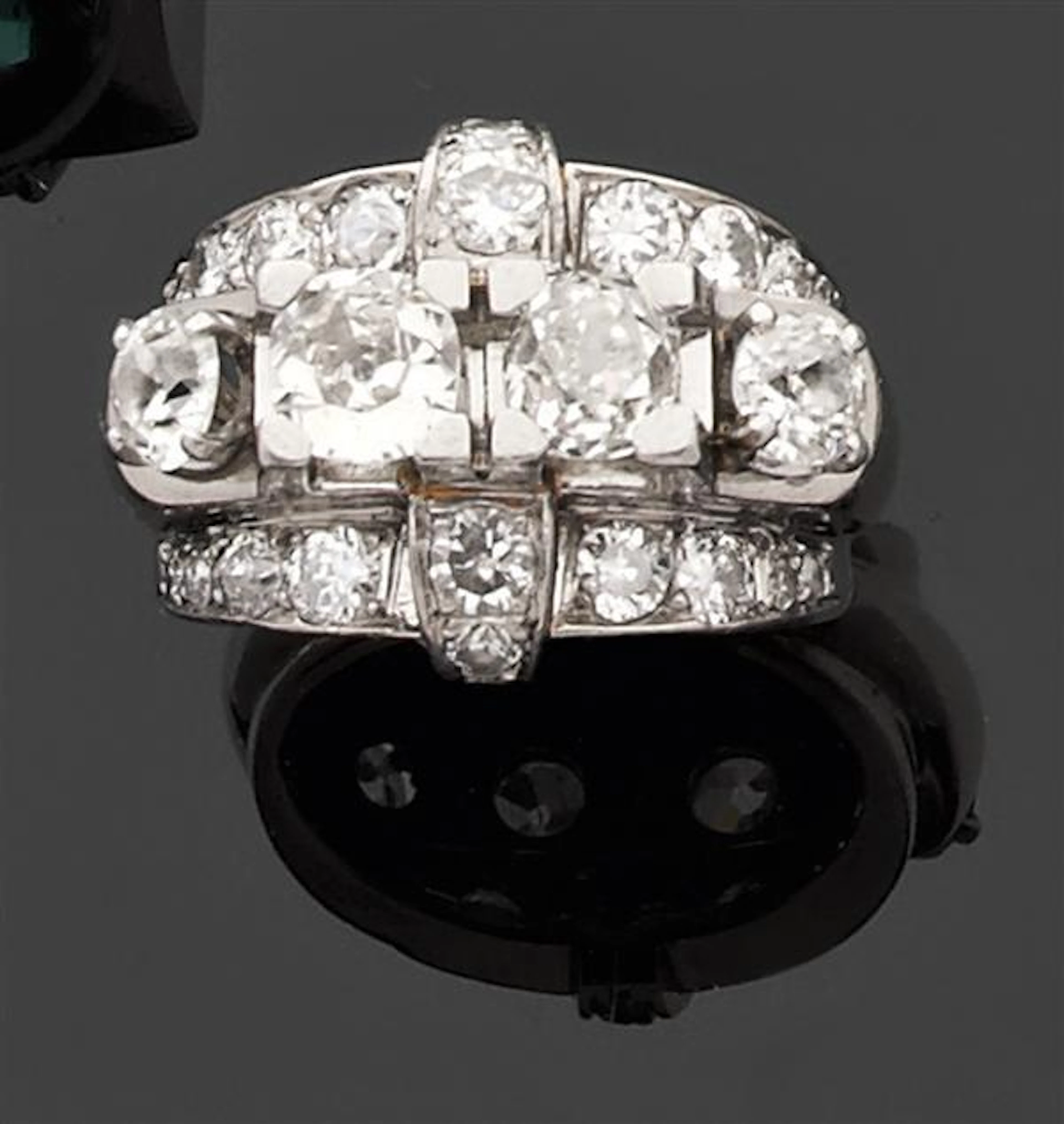 Bague Chevalière Art Déco en palladium