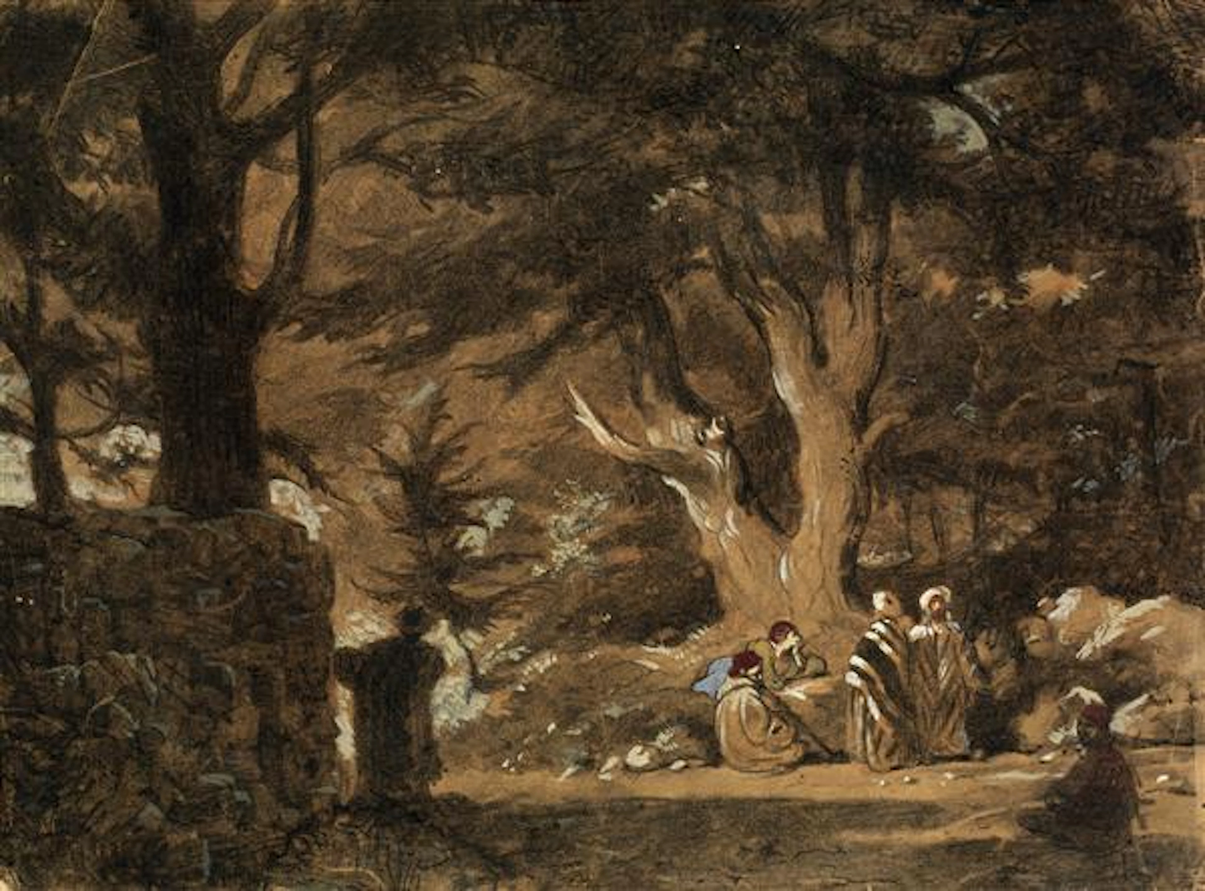 DANS LE GOÛT DE PROSPER MARILHAT (1811-1847) MONTAGNARDS FUMANT