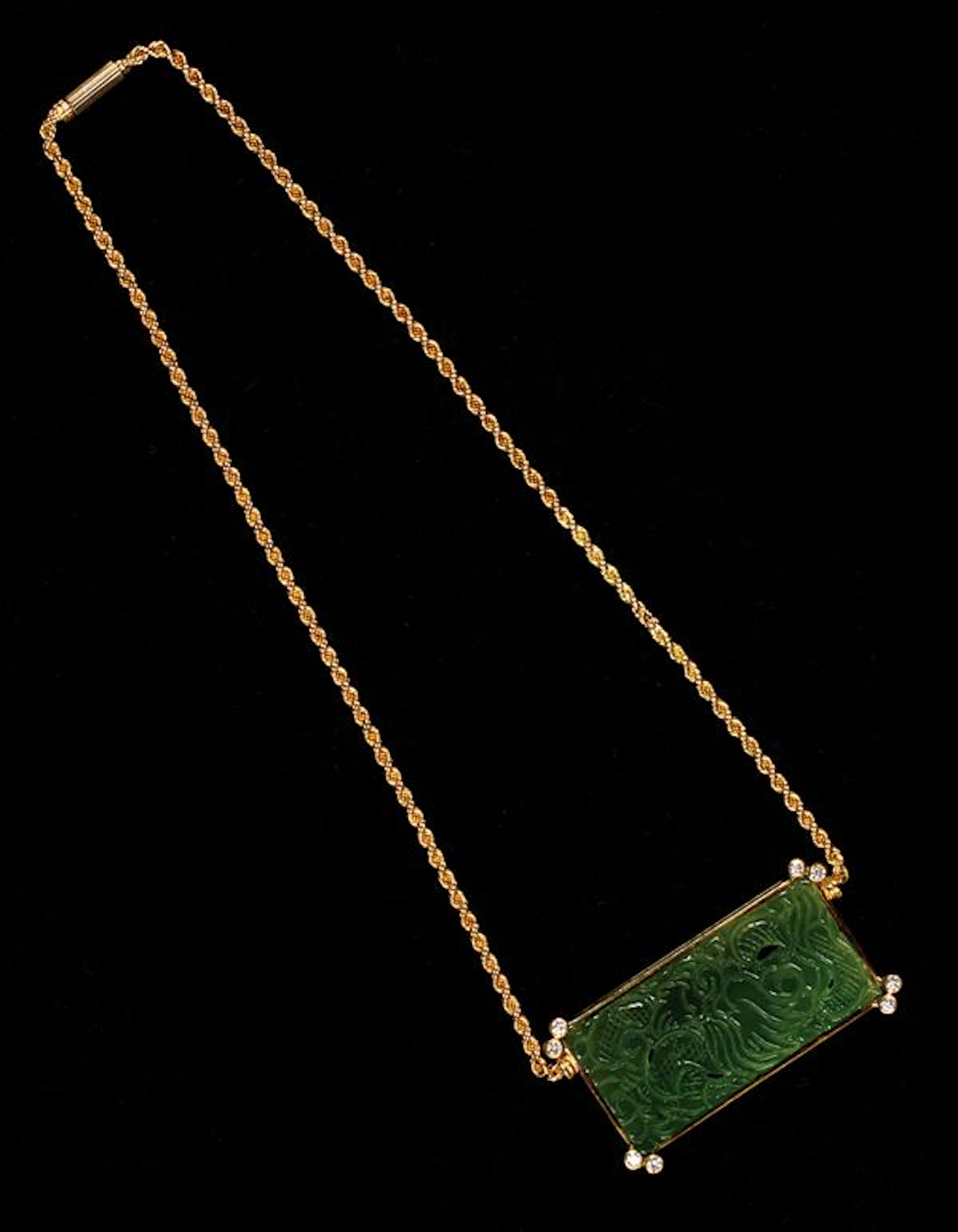 ARFAN - COLLIER CHAÎNE CORDE en or jaune 18 carats et plaque