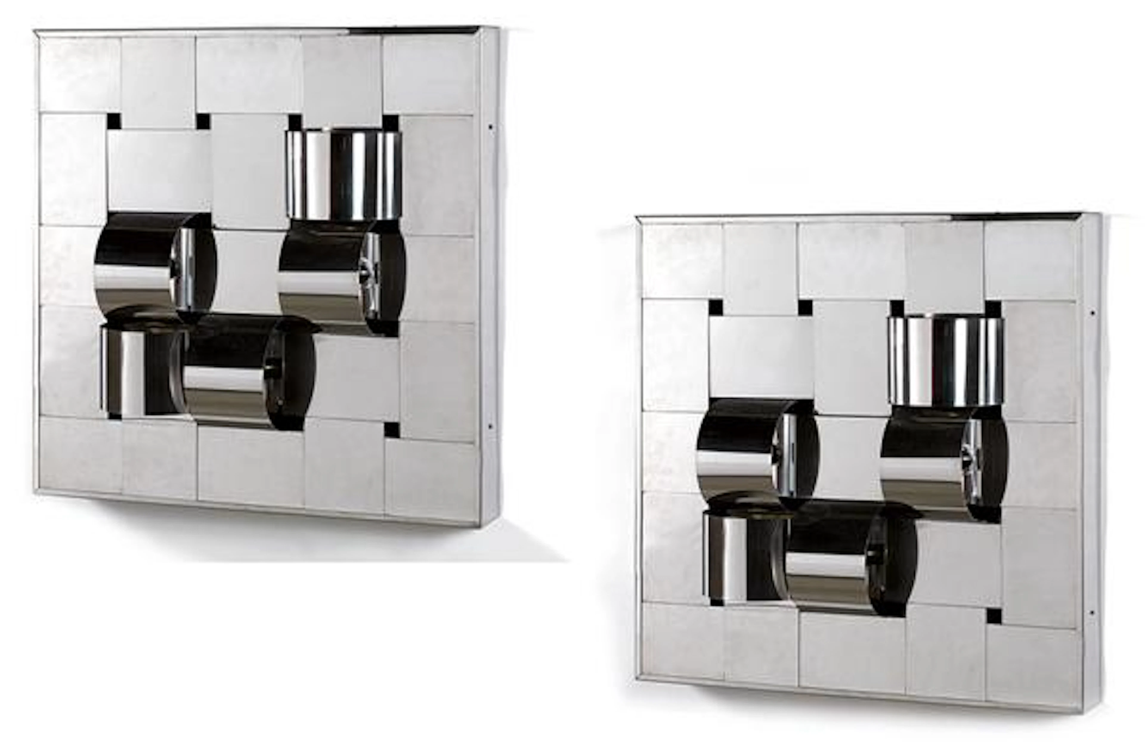 SALVI & REGGIANI (Éditeur) Paire de grandes appliques lumineuses carrées