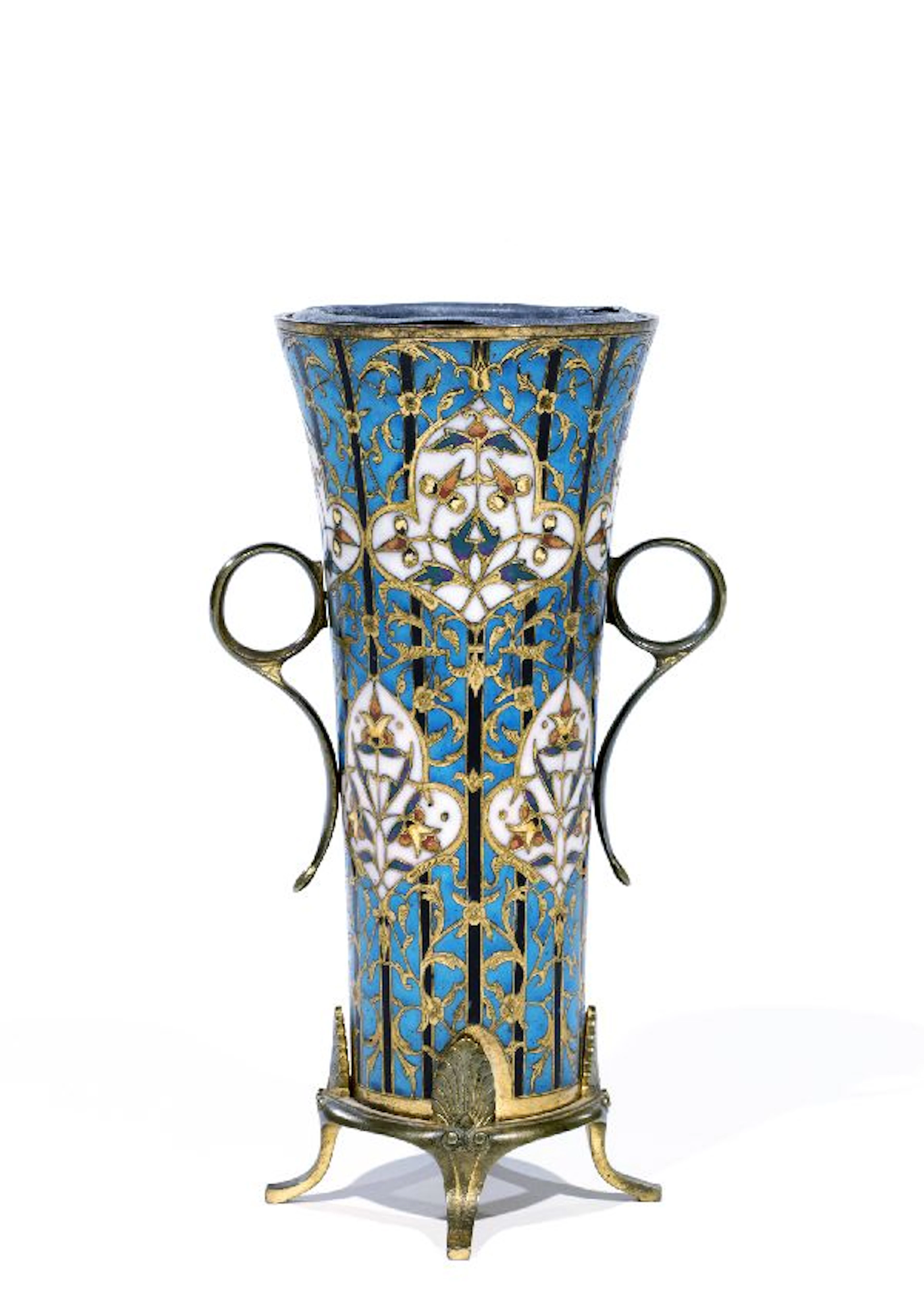BARBEDIENNE Élégant vase à structure en bronze formant un piétement
