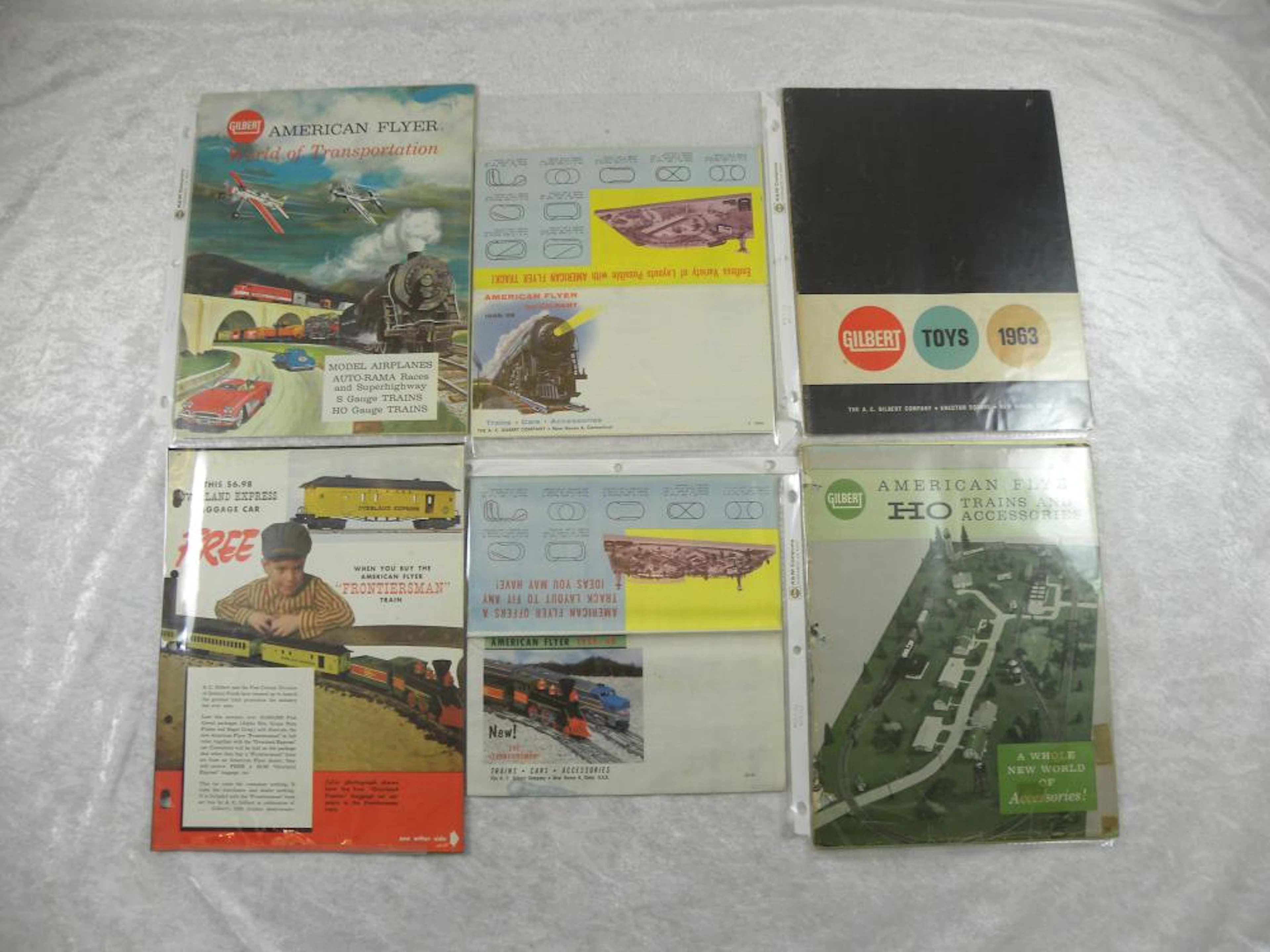 LOT OF 6: AMERICAN FLYER CATALOGS AND ADS: 1958-59...