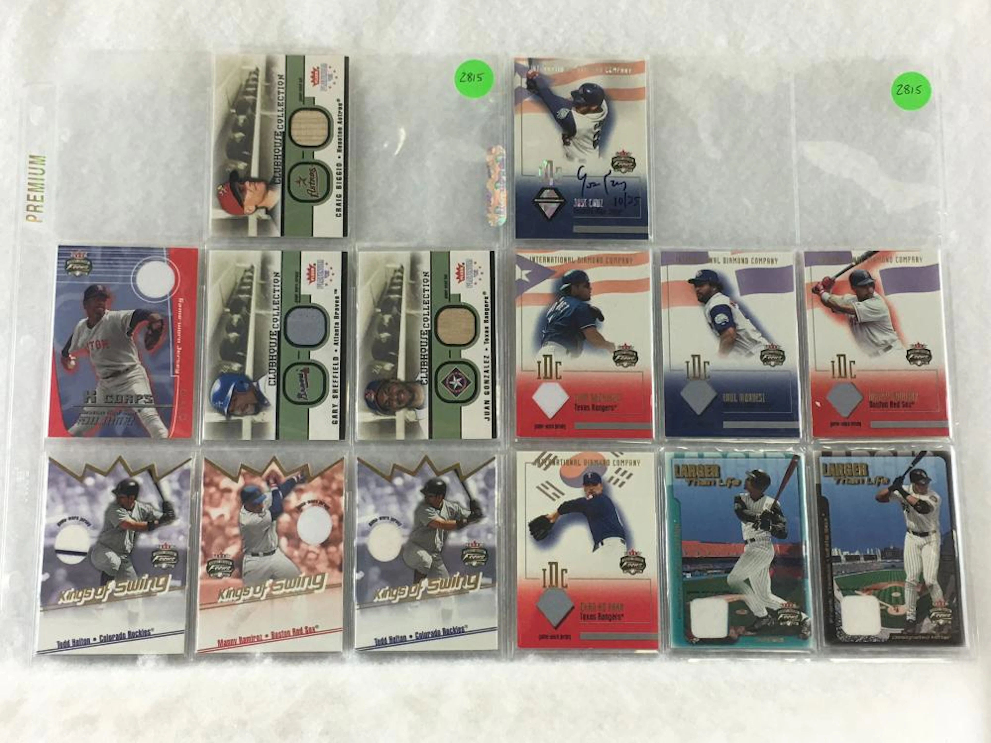 (14) 2002 Fleer Focus Jersey Edition & Platinum Relic Game Used Jersey