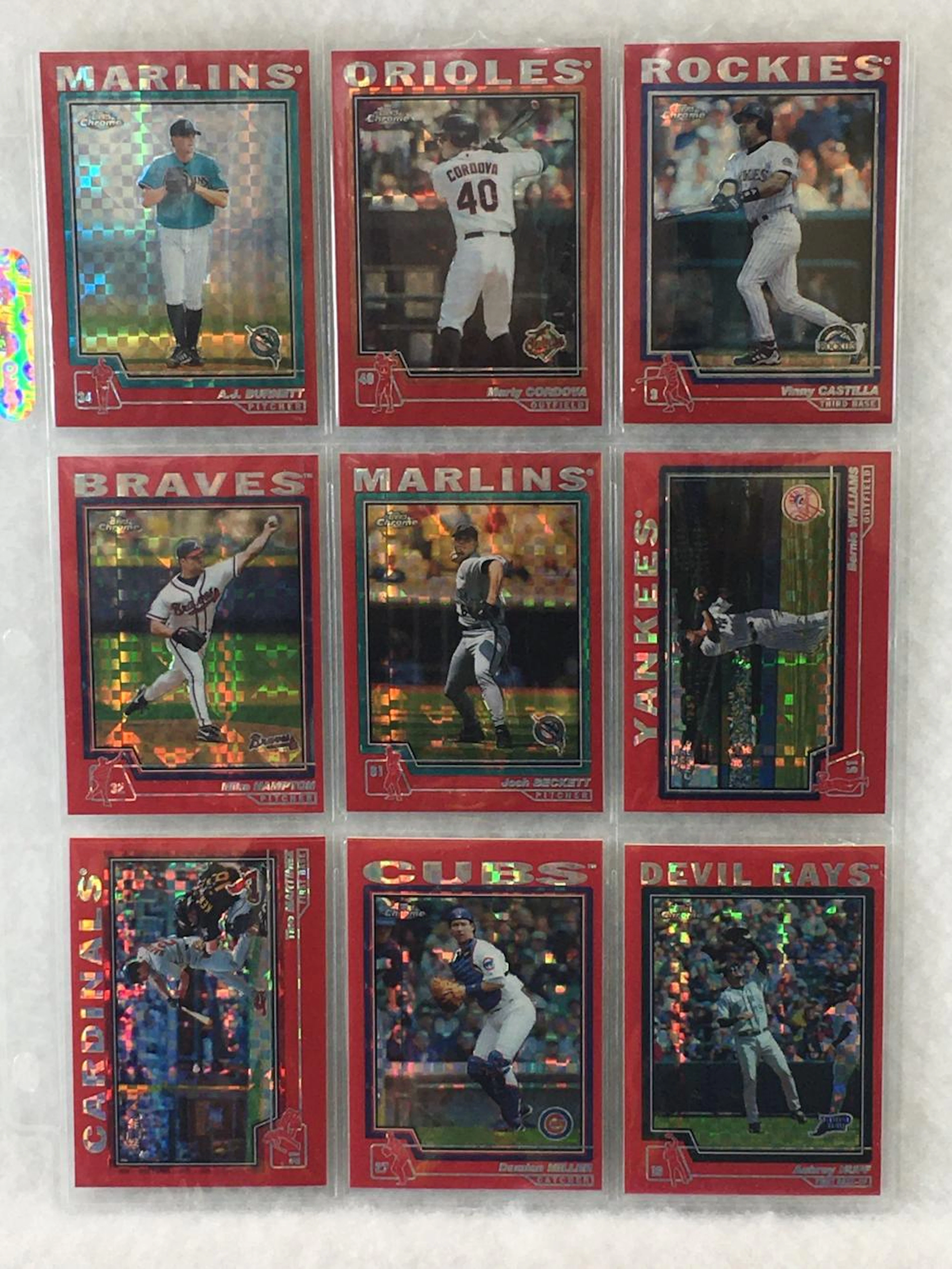 (9) 2004 Topps Chrome Red Xfractor Baseball Cards #/63