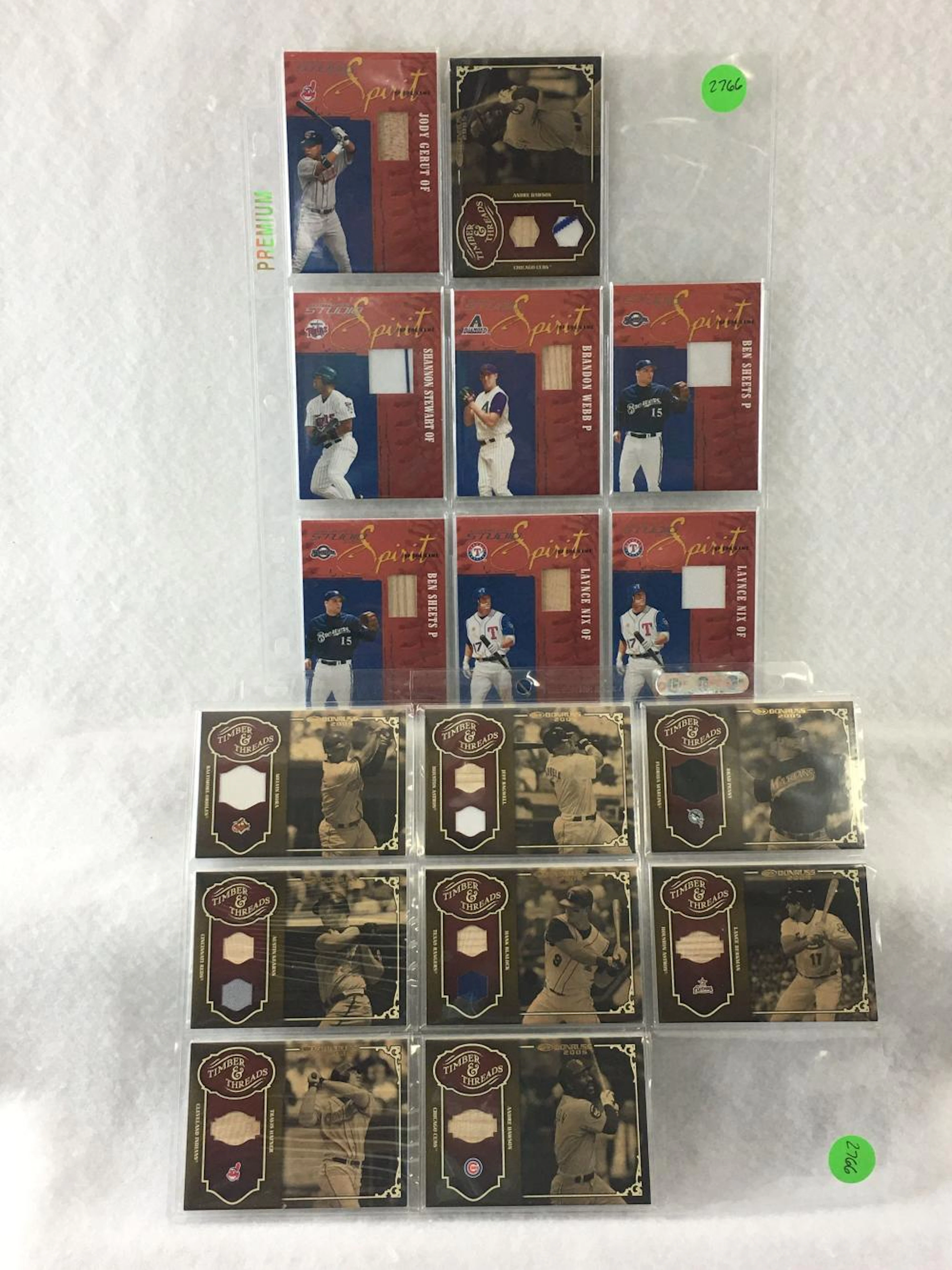 (16) 2005 Donruss Timber & Threads and Donruss Studio...