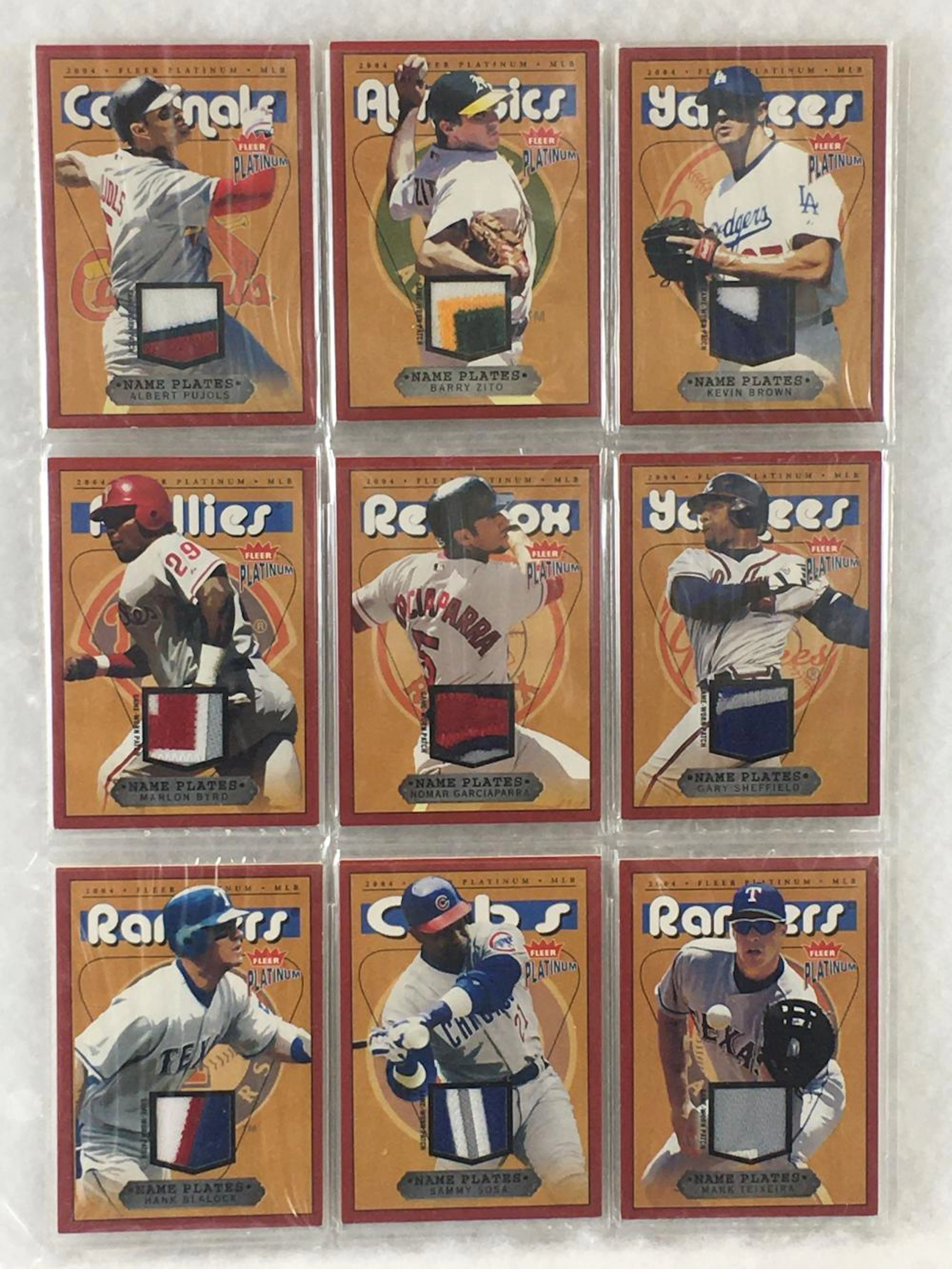 (9) 2004 Fleer Platinum Name Plates Relic Game Used...