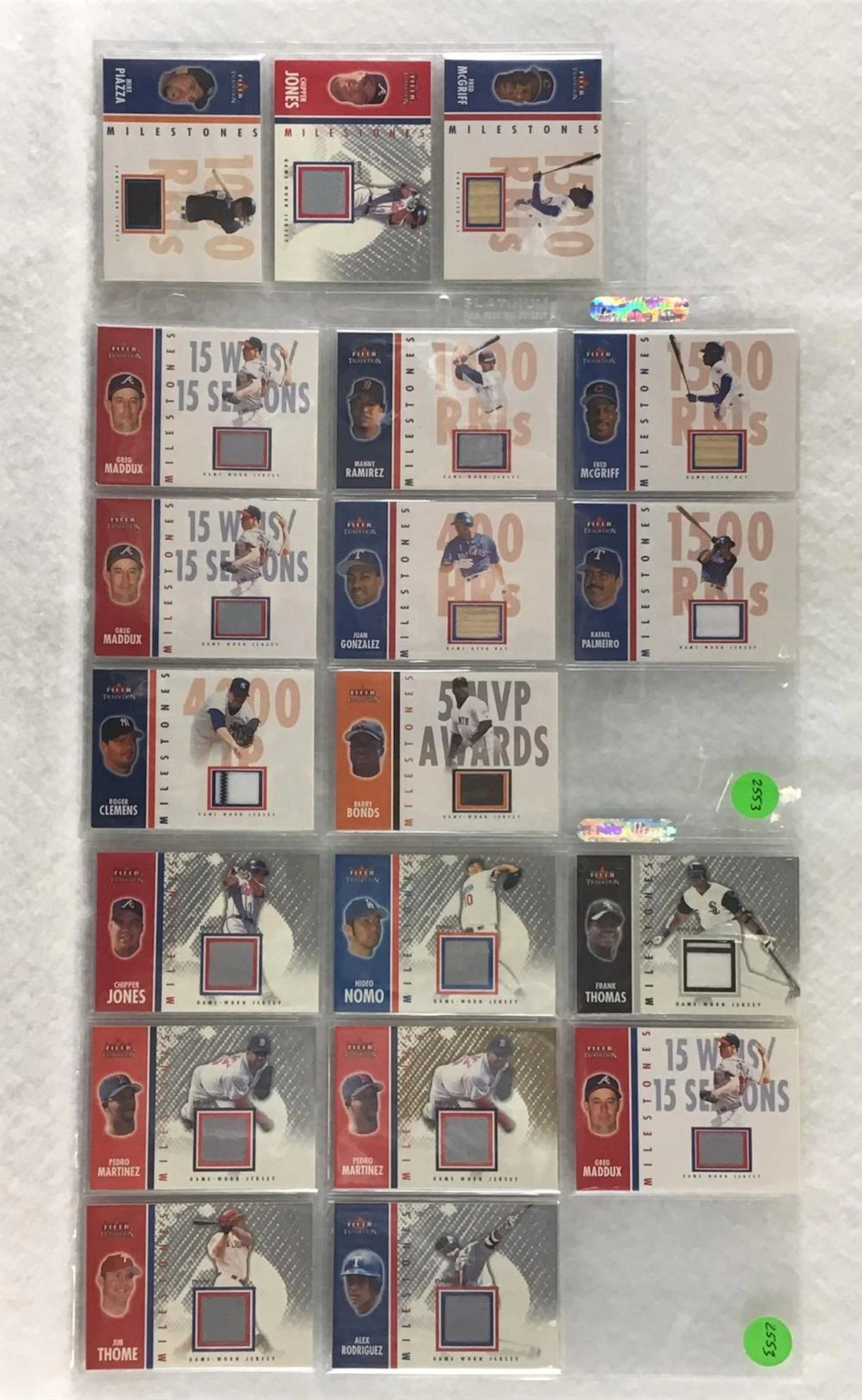 (19) 2003 Fleer Tradition Milestones Relic Game Used...