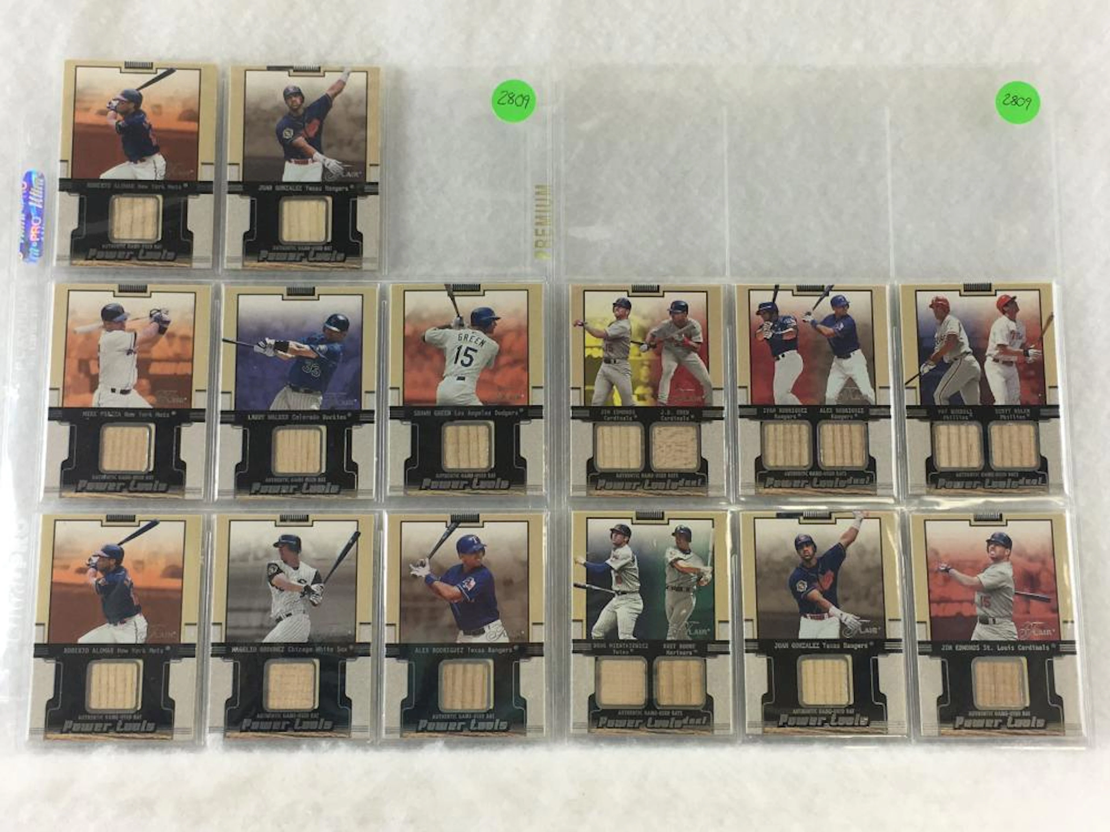(14) 2002 Fleer Flair Power Tools Relic Game Used Bat Baseball Cards