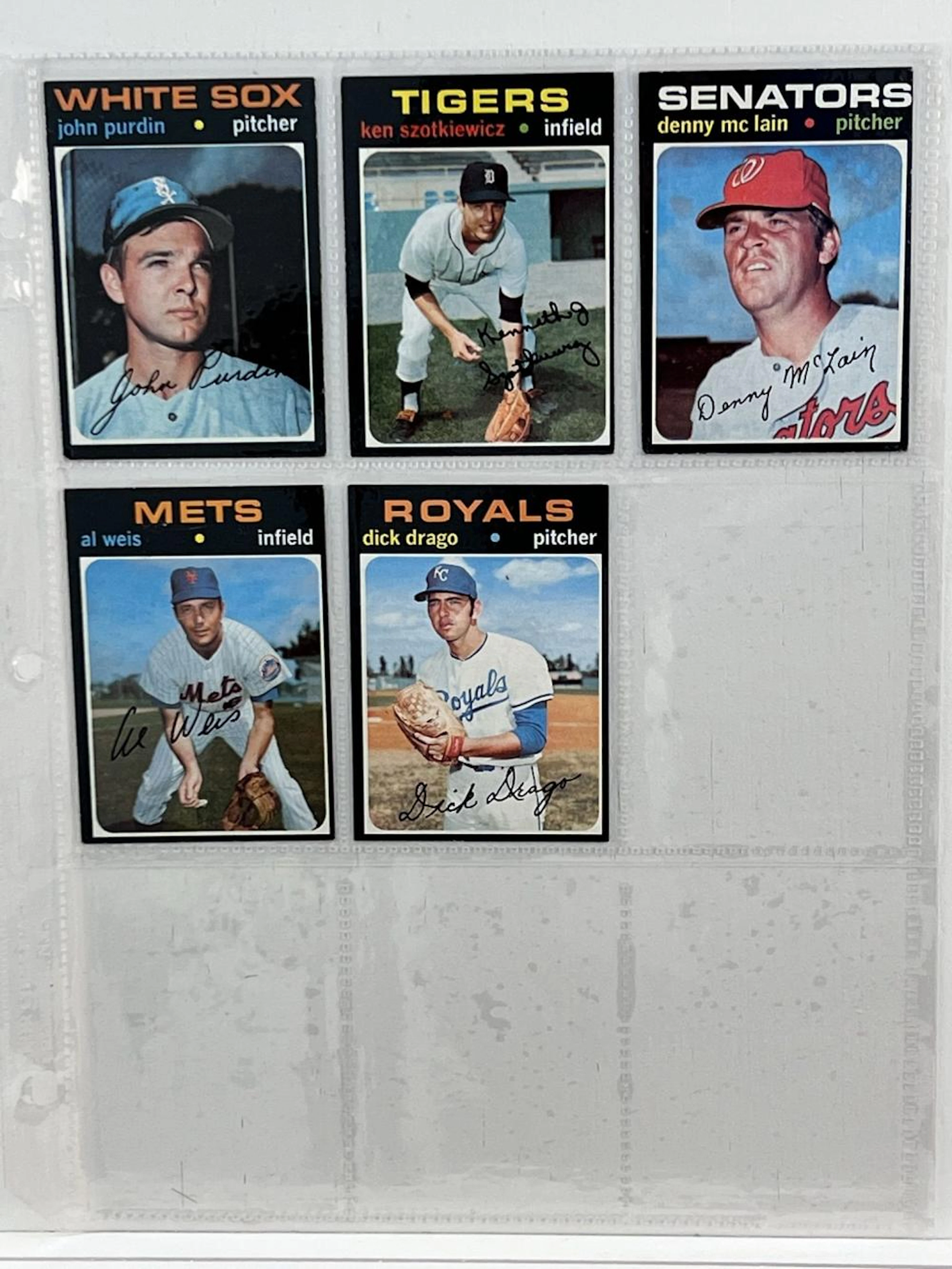 1971 Topps Baseball Card Lot of 5 Different