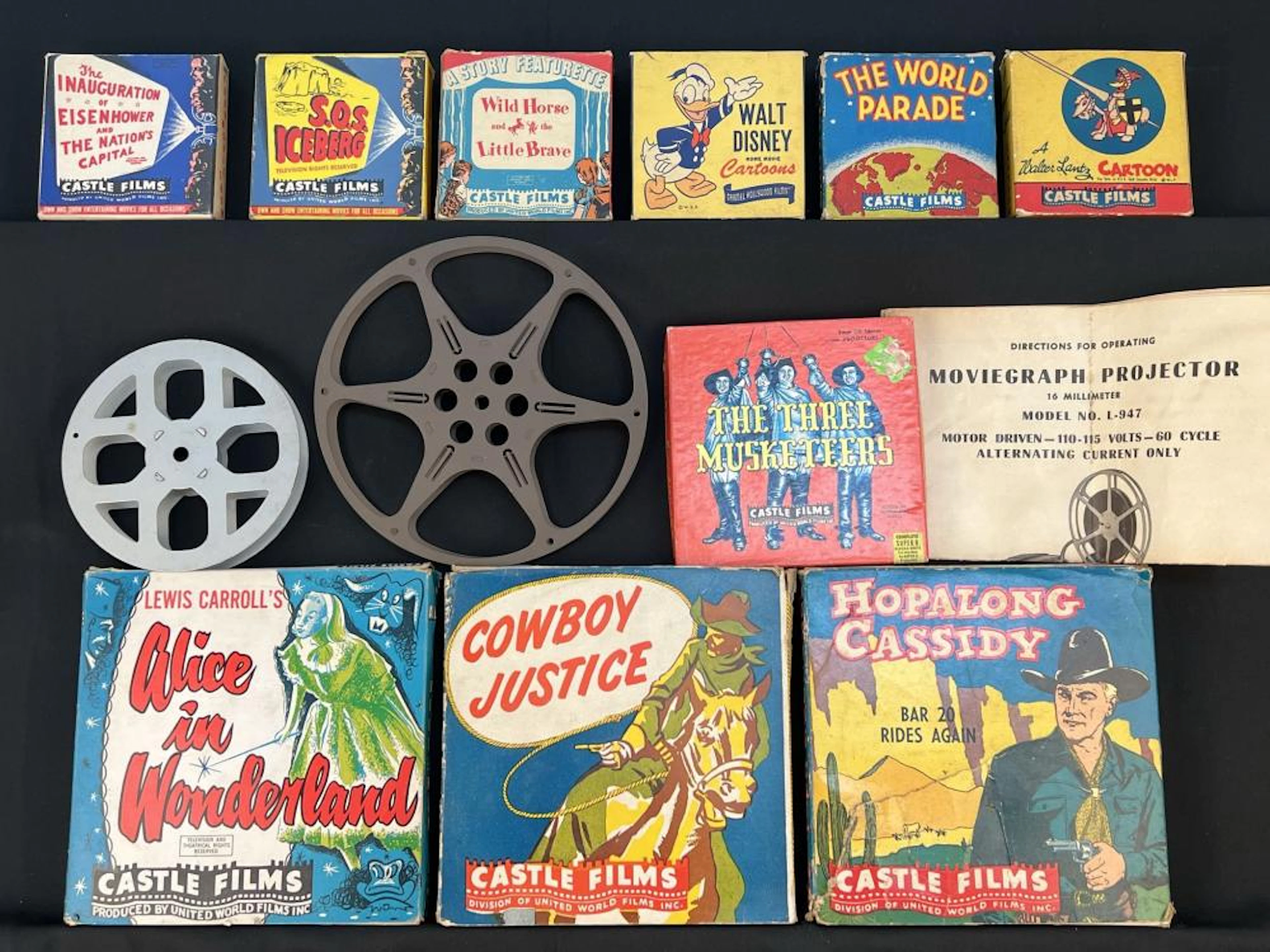 (10) Vintage Castle Films 16mm Movies. Extra Reels