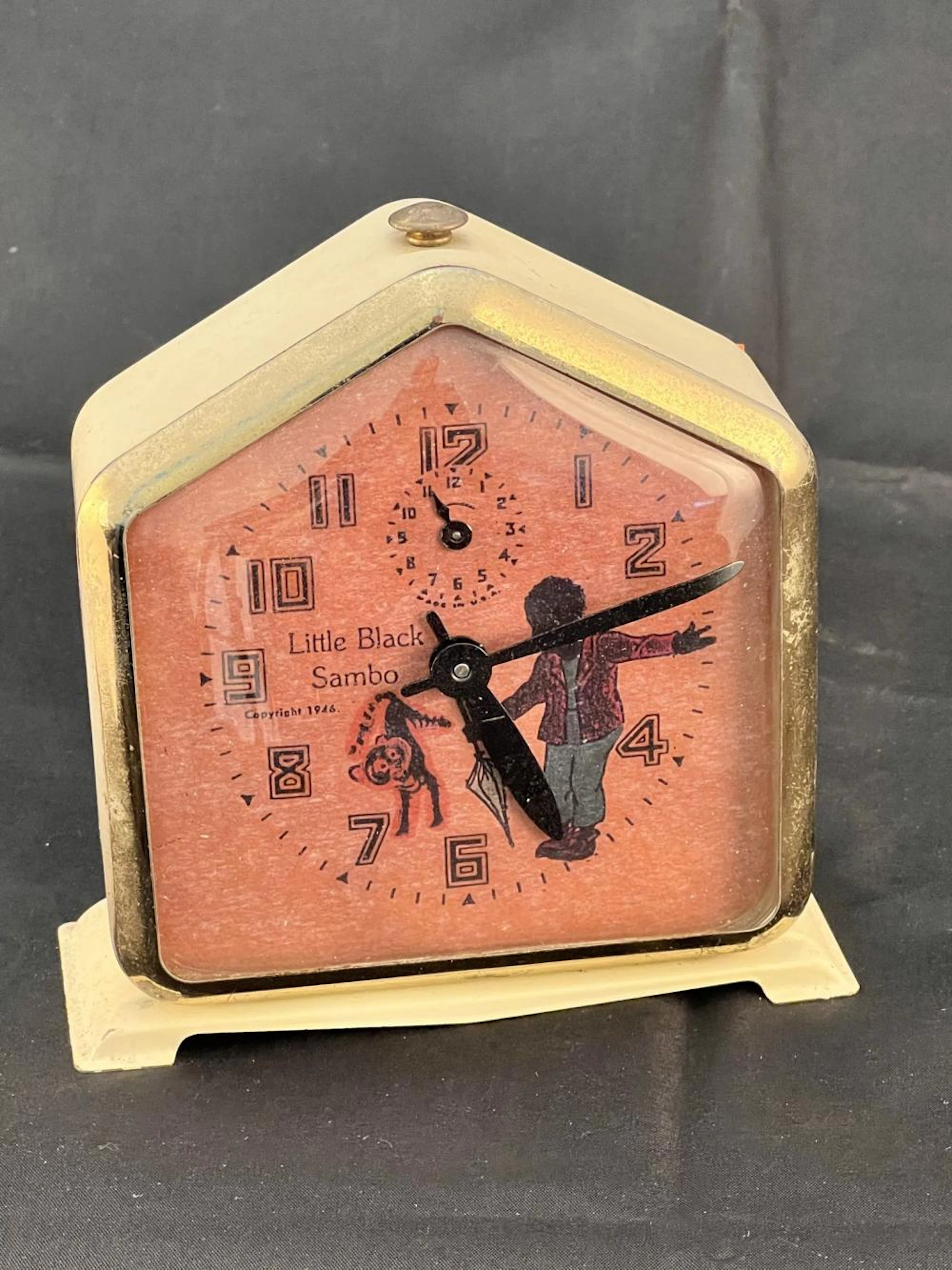 Vintage Ingraham Little Black Sambo Black Americana Clock. 1946