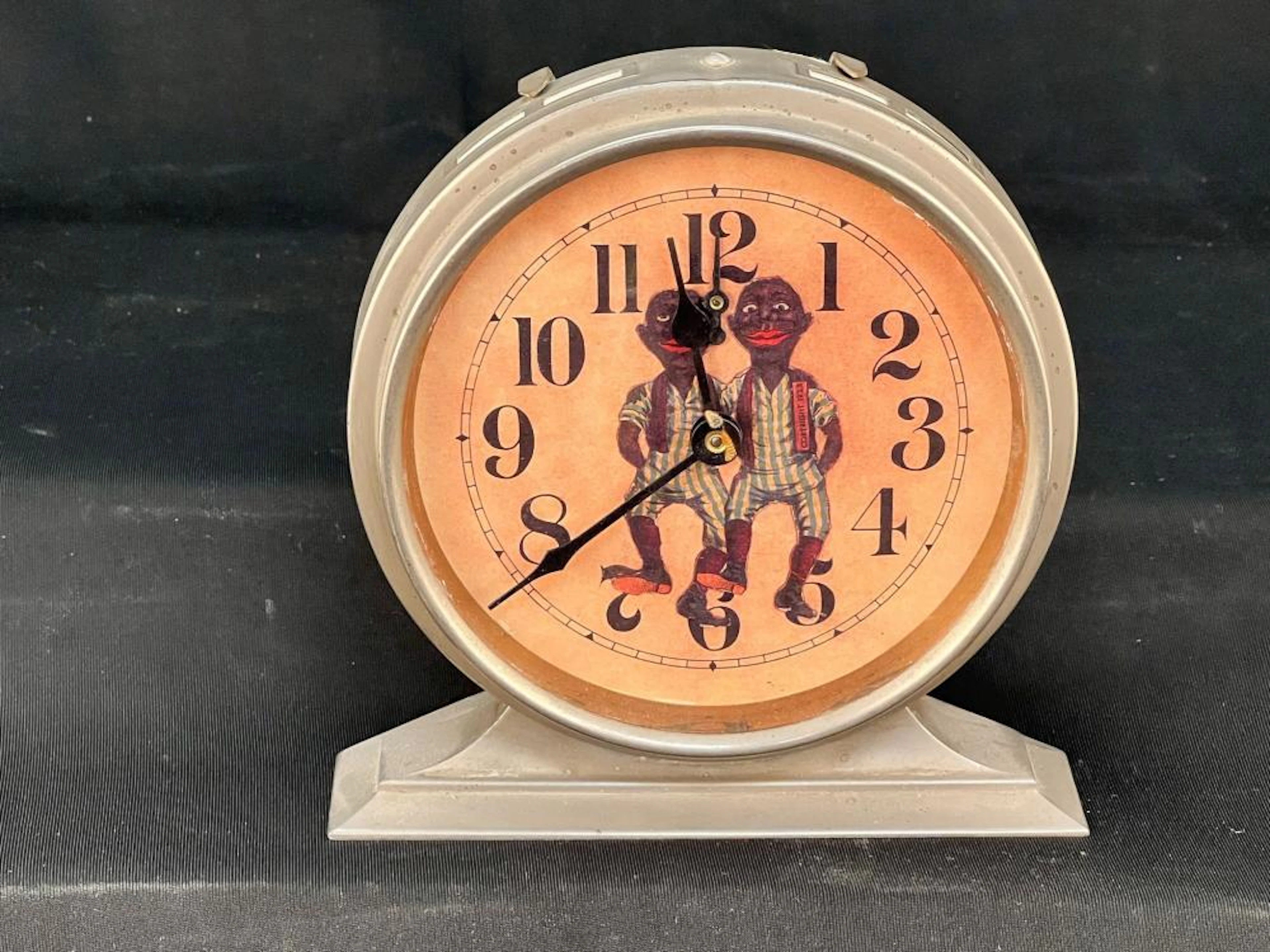 Vintage Black Americana Alarm Clock. Copyright 1935