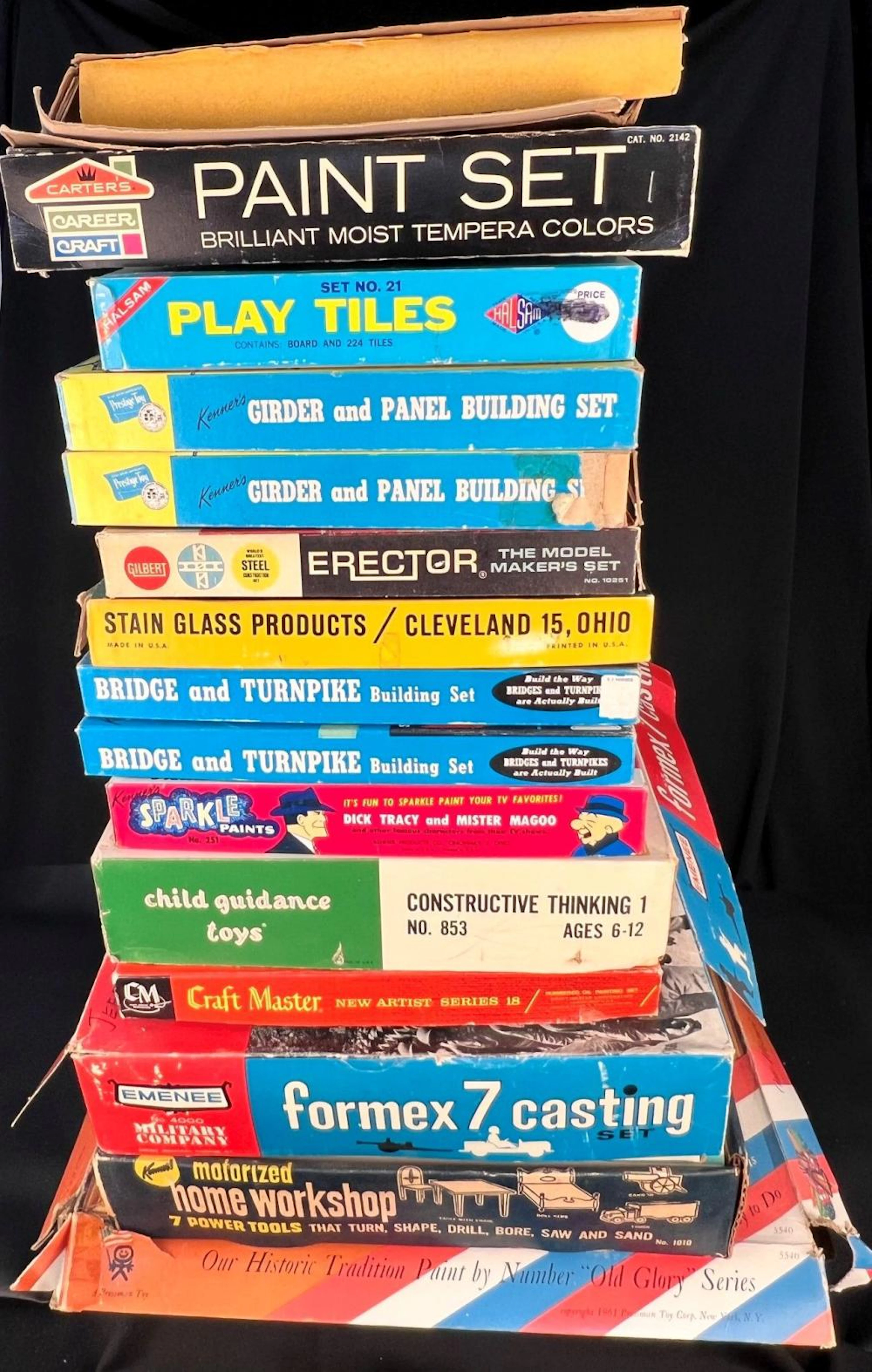 Vintage Building, Crafting and Construction Toy Kits, Lot of 15