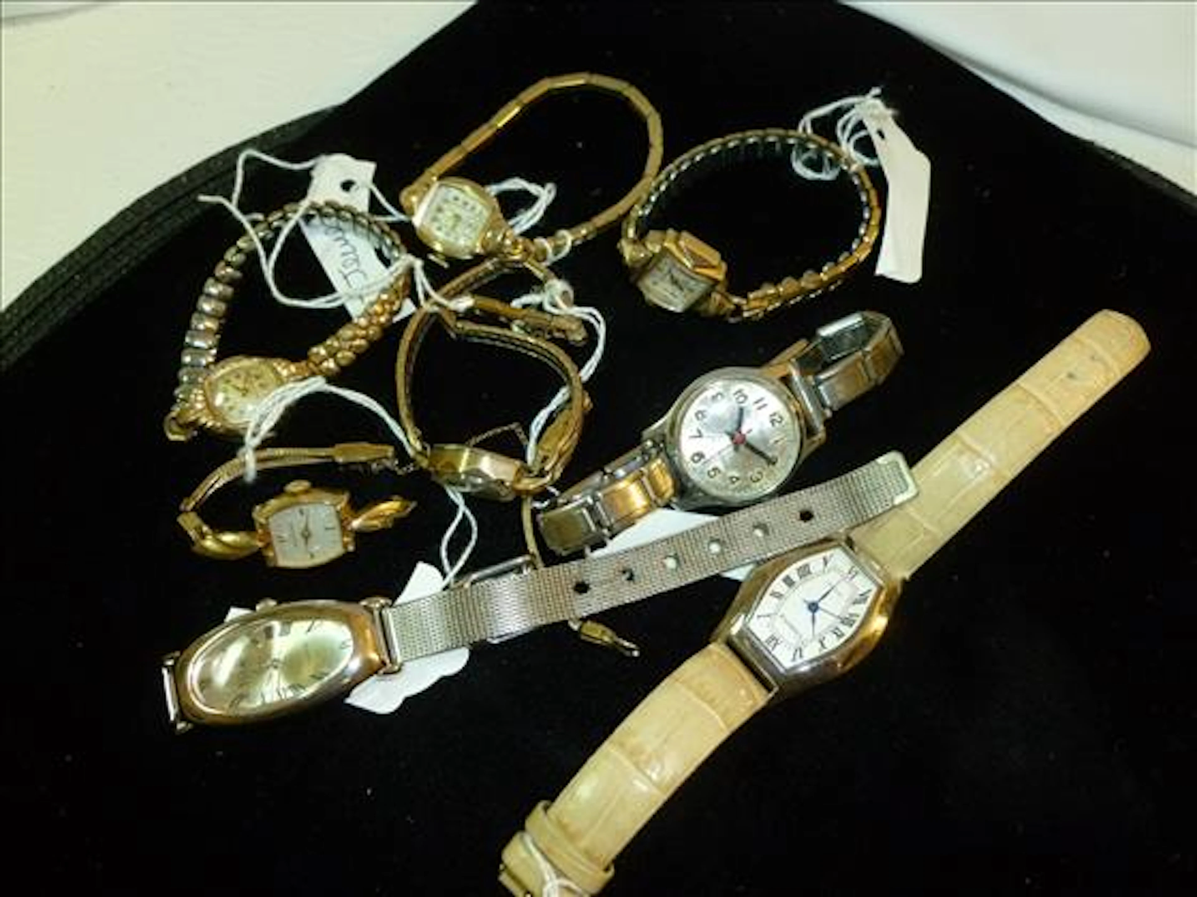 Lot of 8 Ladies watches nice assortment- some 10Kt RPG- 14KT-17 Jewel