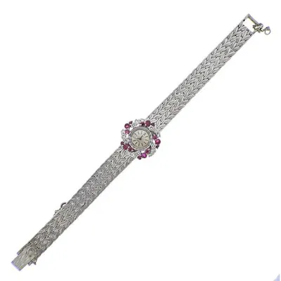 1950s Omega 18k Gold Diamond Ruby Dress Watch | Barnebys