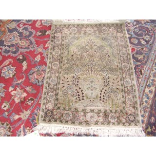 stunning vintage Persian silk prayer rug