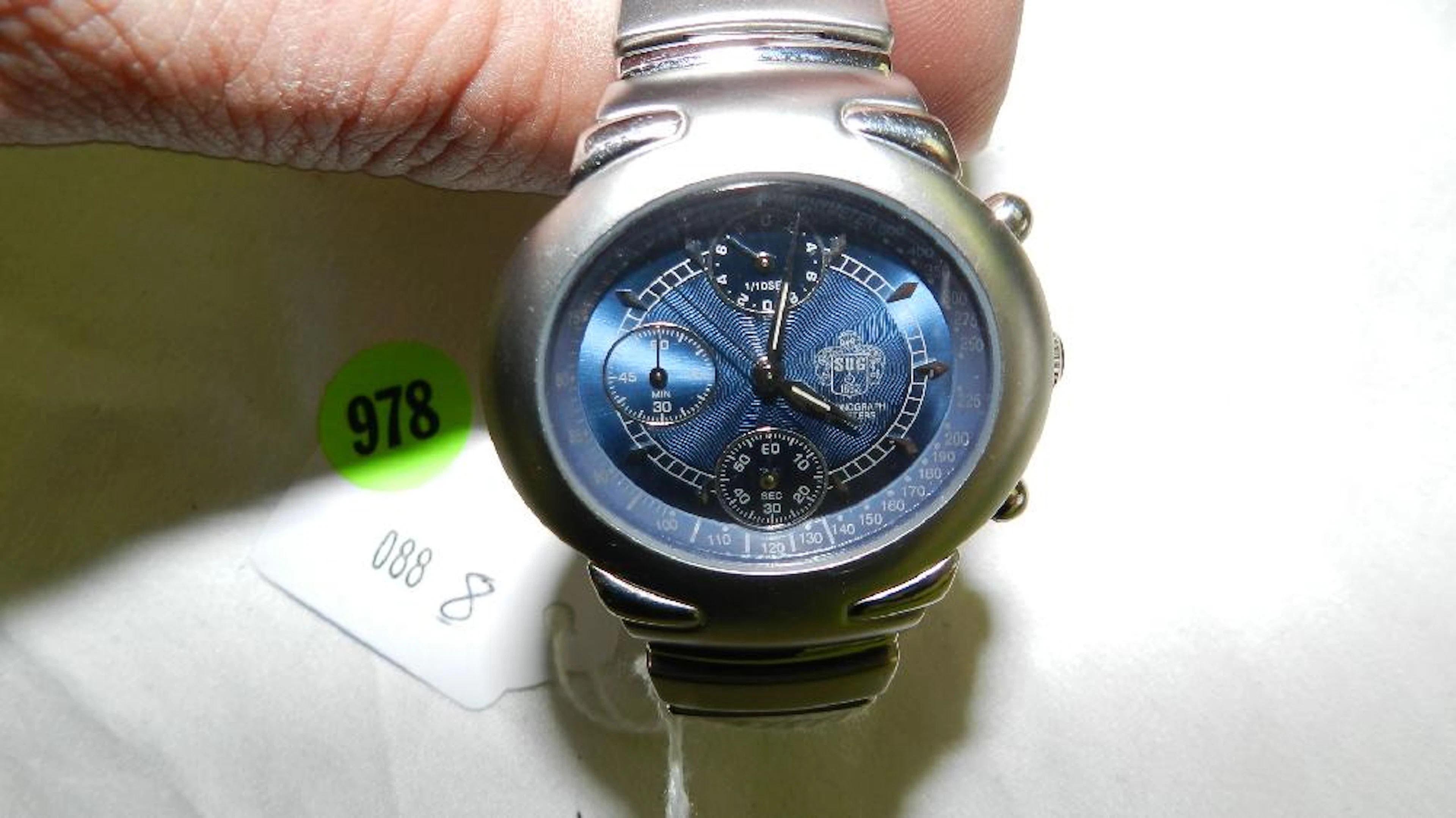 from a private collection, nice mens Sug, Crono, blue face wrist watch c-88