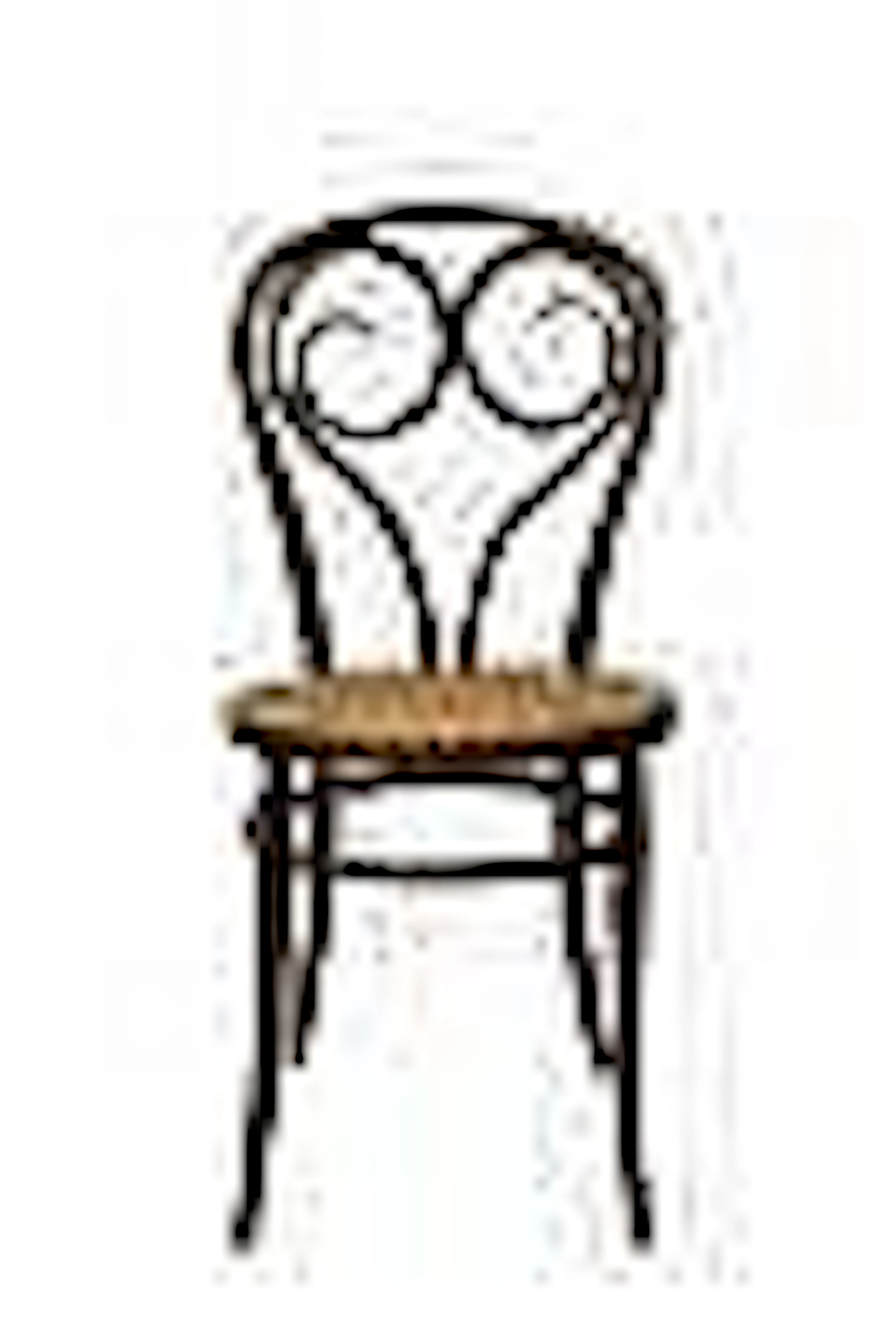 6 sedie Thonet con curvatura a ricciolo.