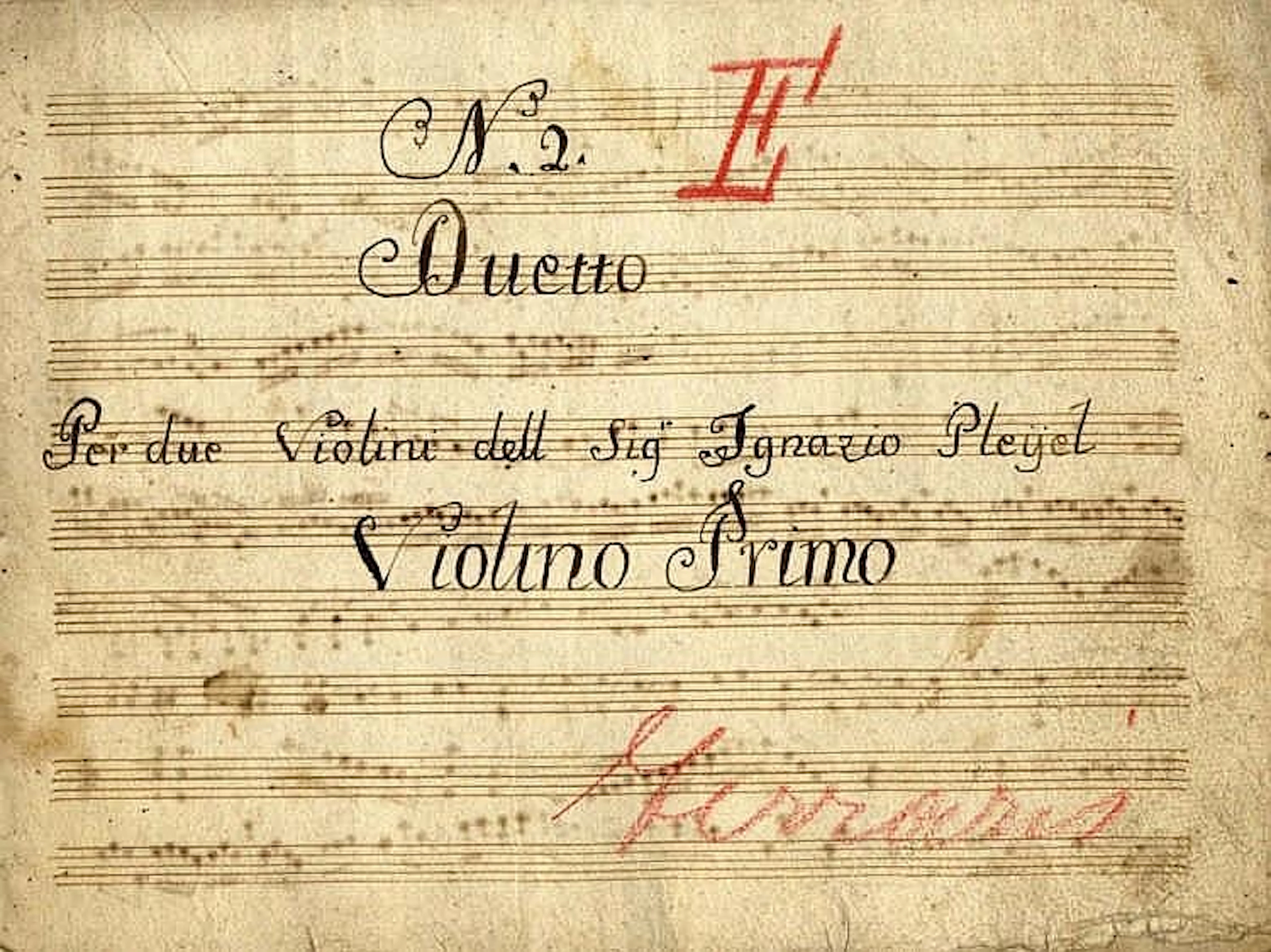 Pleyel Ignaz, Duetto concertato / per due violini. [Inizio XIX secolo].