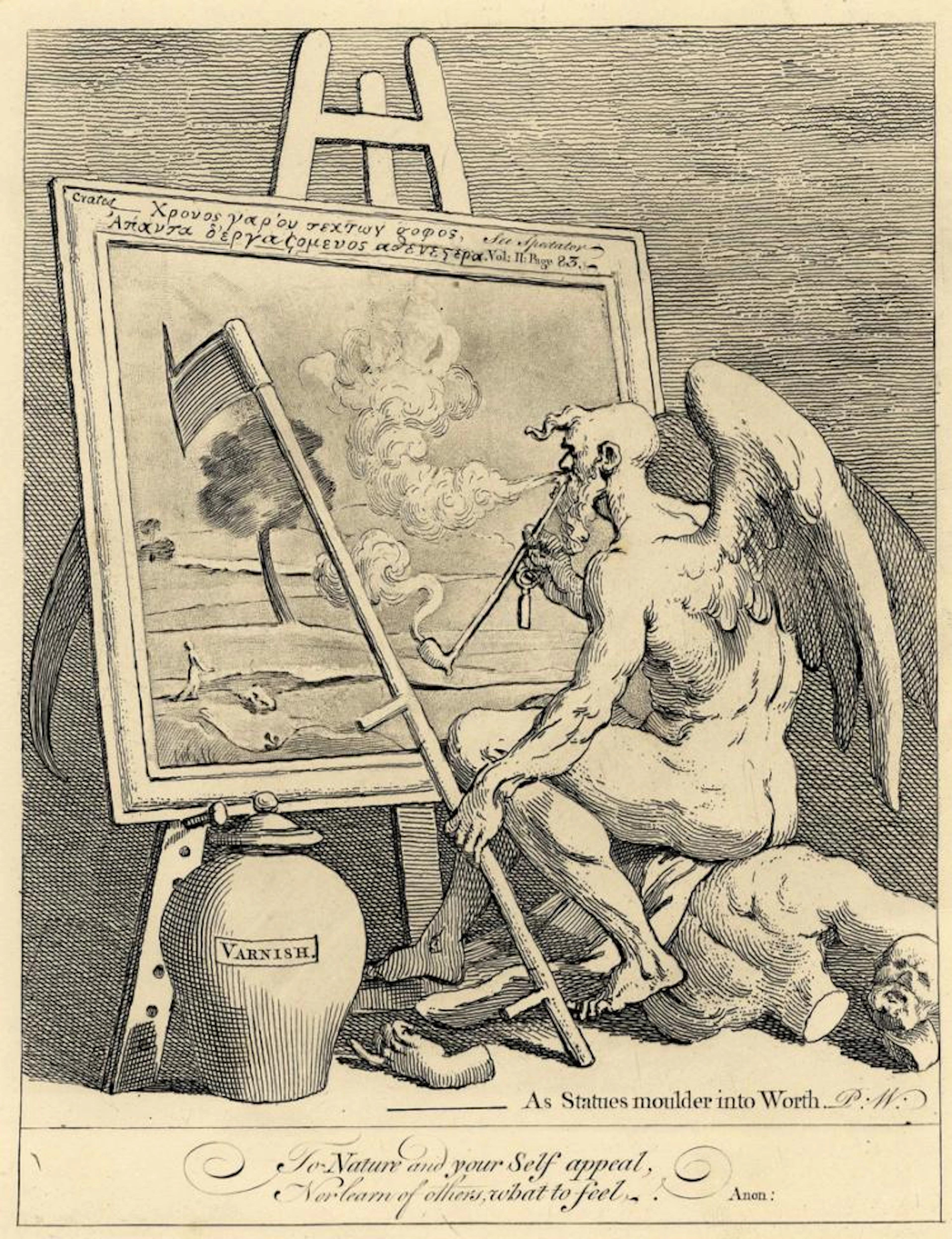 William Hogarth (1697 - 1764), Time smoking a picture. 1761