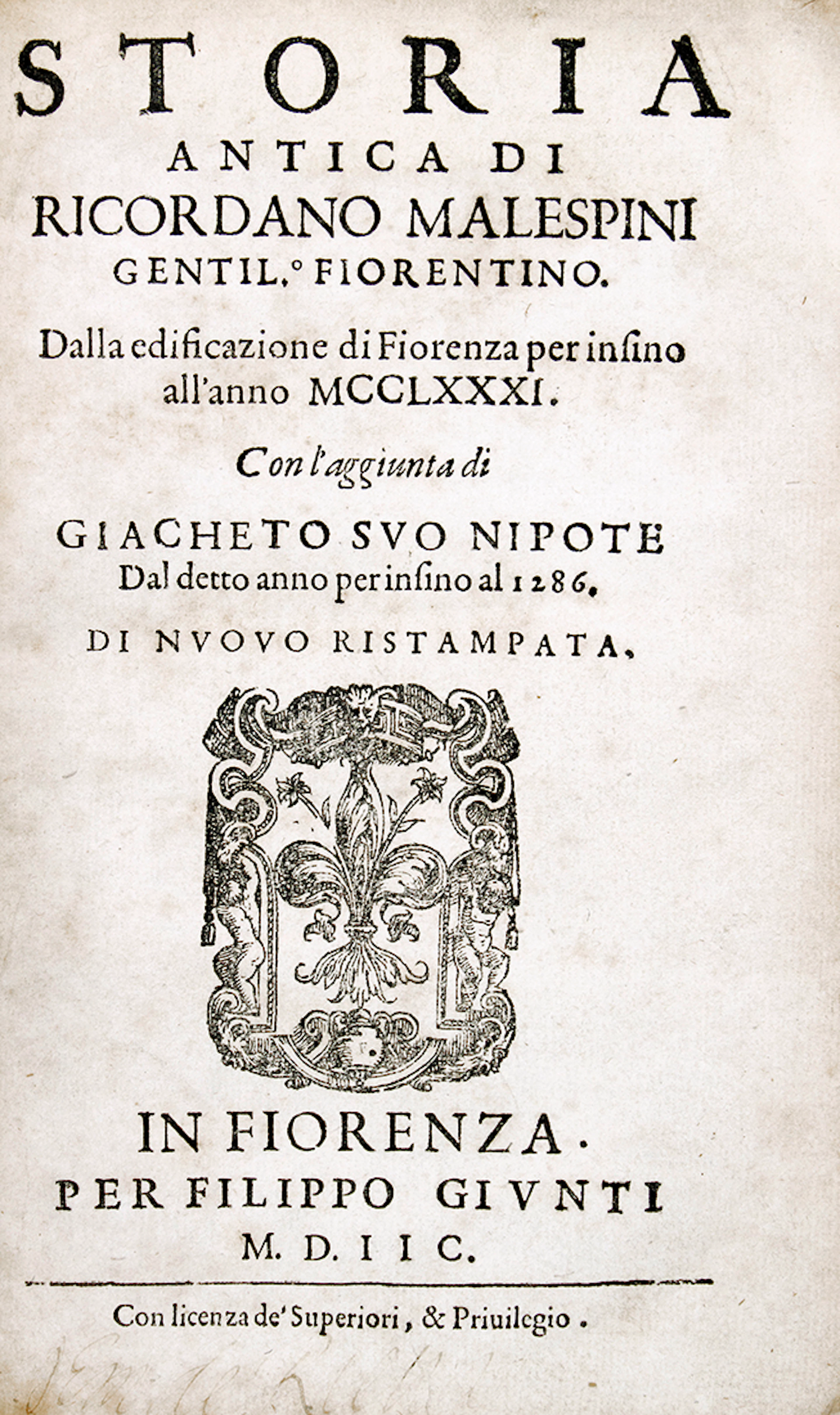 Malespini Ricordano, Historia antica, dall'edificazione di F