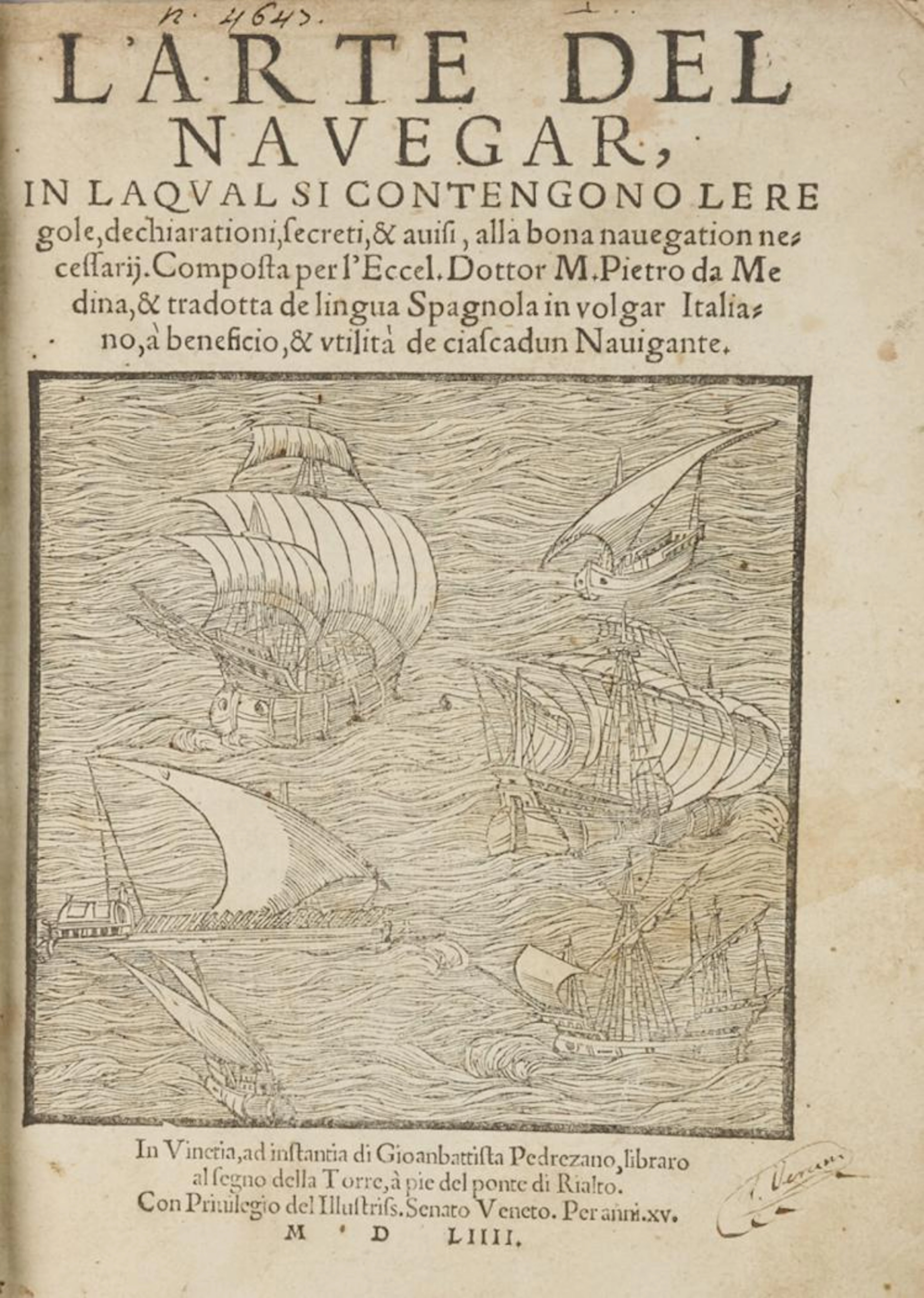 Medina Pedro de, L'arte del Navegar, in laqual si contengono
