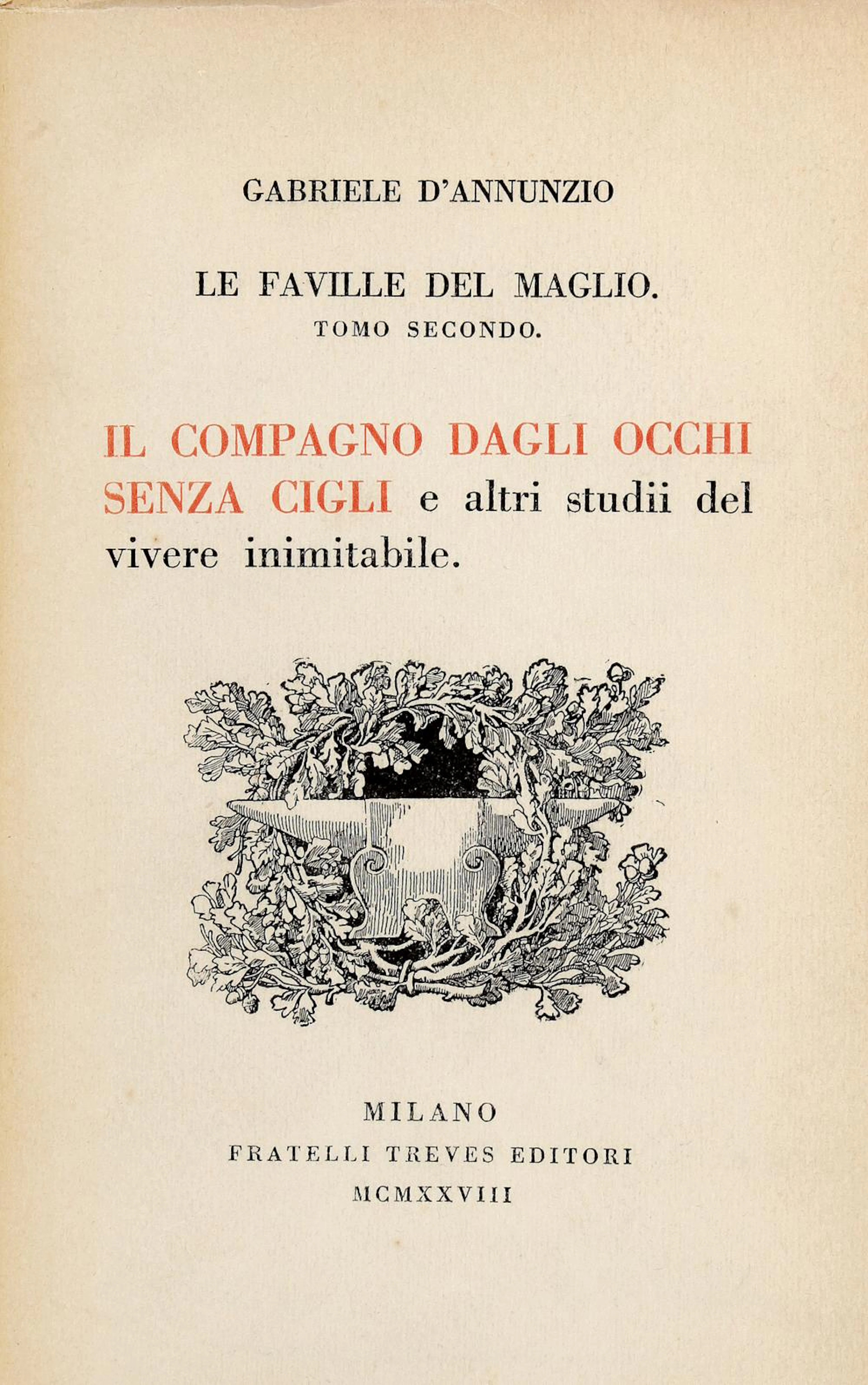 D'Annunzio Gabriele, Dedica autografa su libro Le faville de