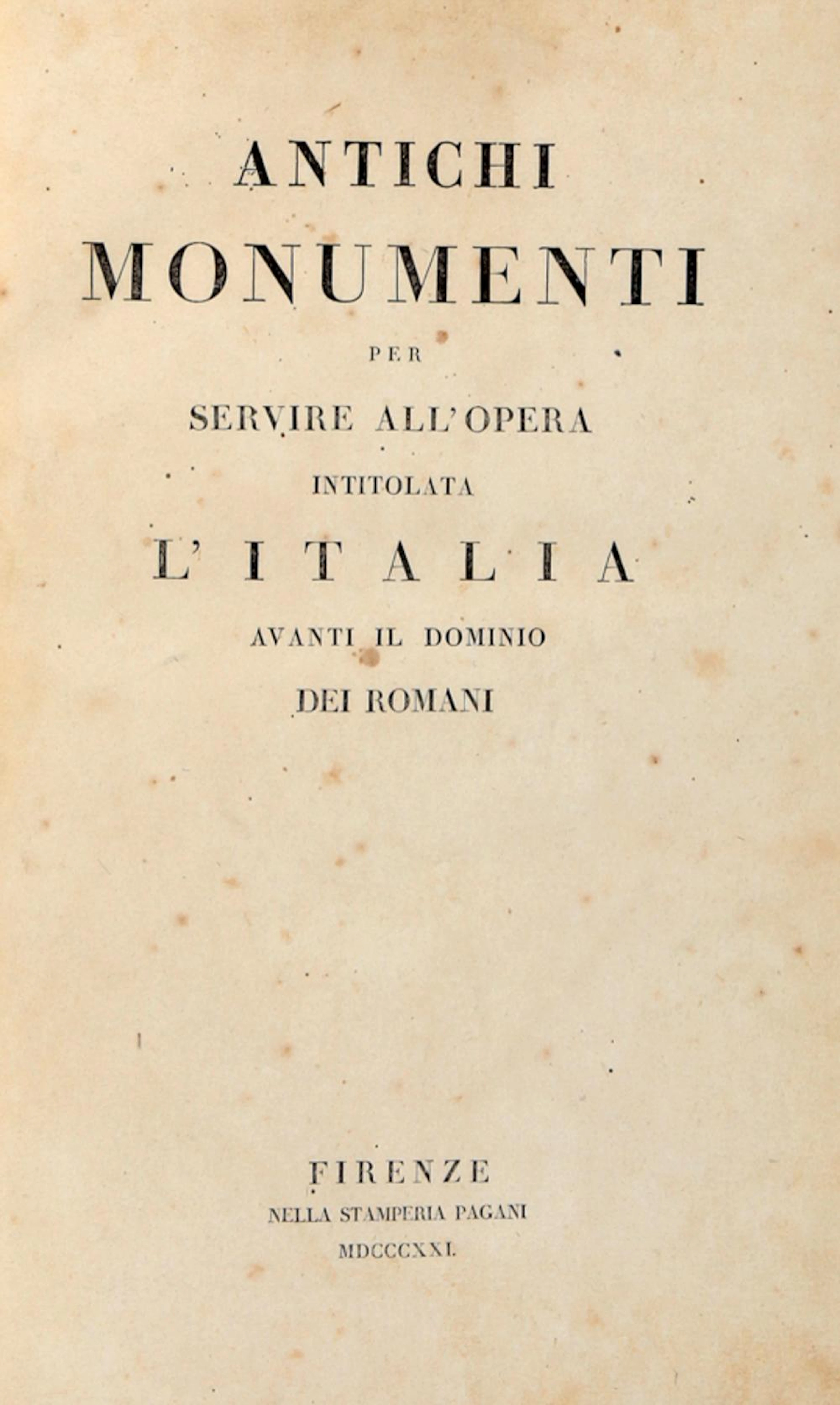 Micali Giuseppe, Antichi monumenti per servire all'opera int