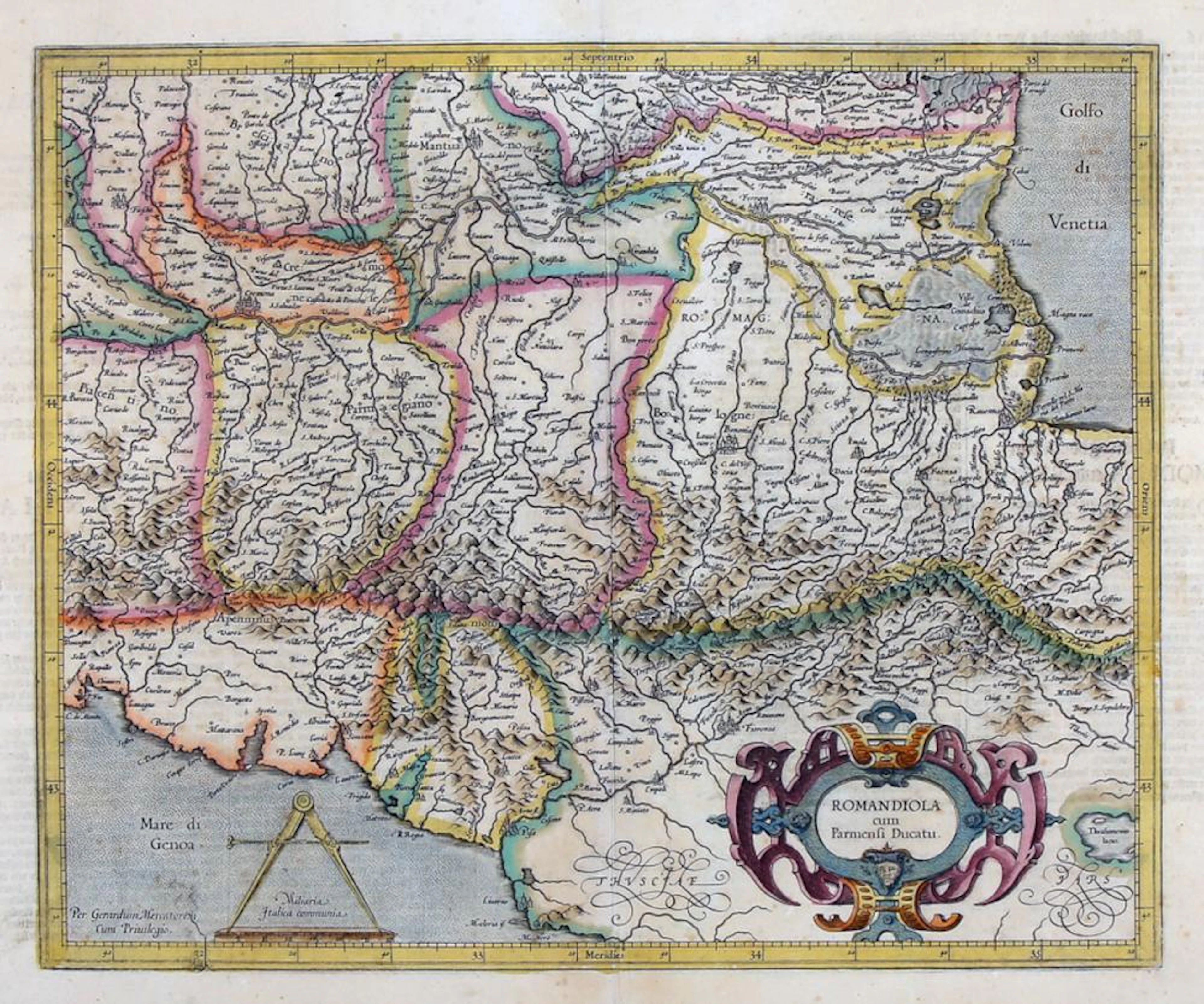 Gerard Mercator, Jodocus Hondius, Romandiola cum Parmensi Du