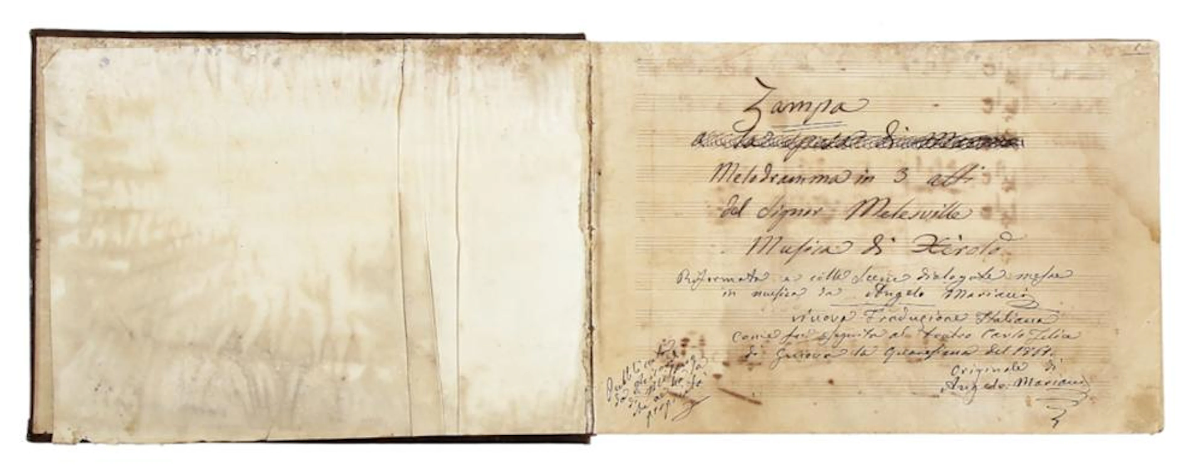 Mariani Angelo, Zampa / [testo cancellato] / Melodramma in 3