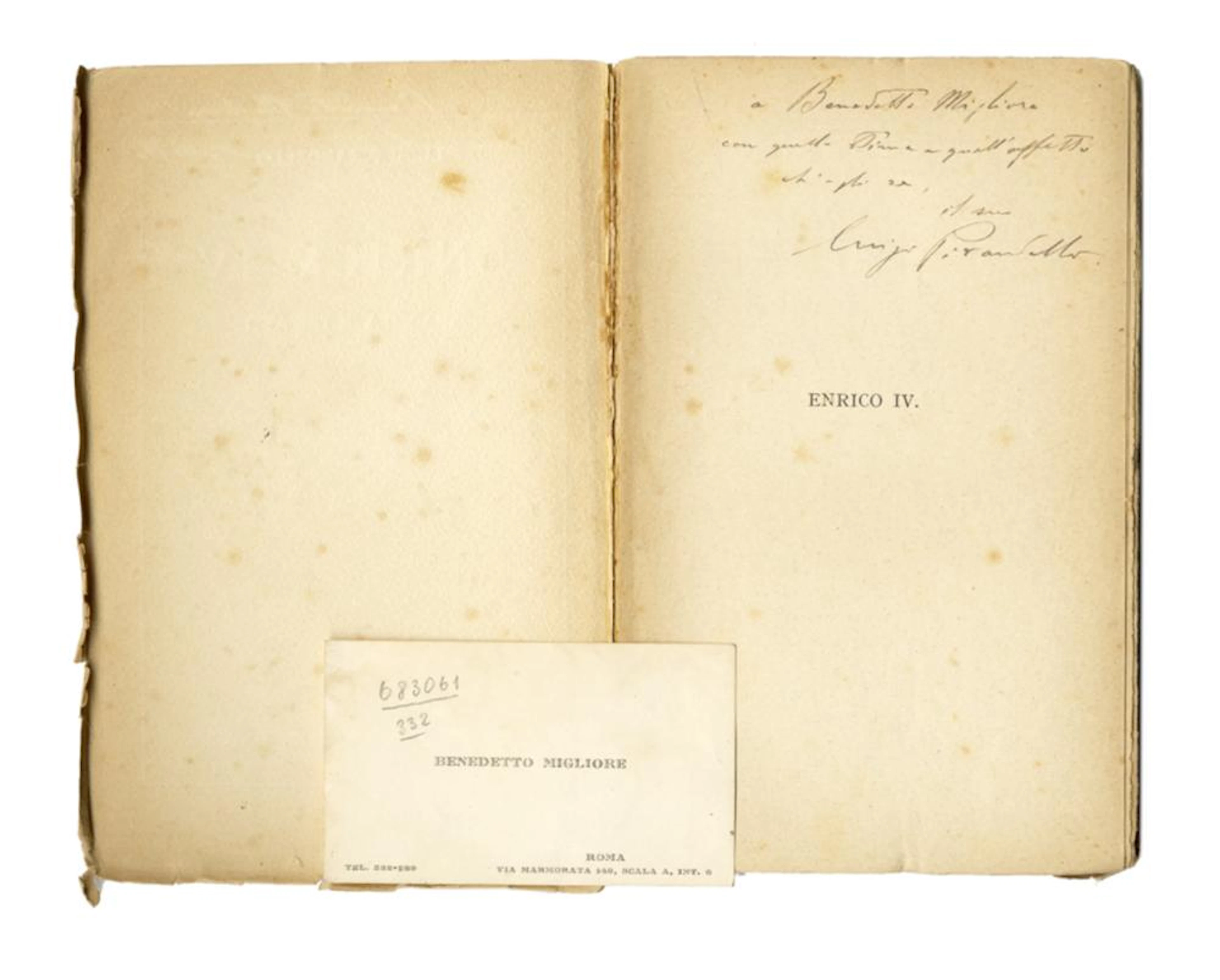 Pirandello Luigi, Dedica autografa su libro Enrico IV / Trag
