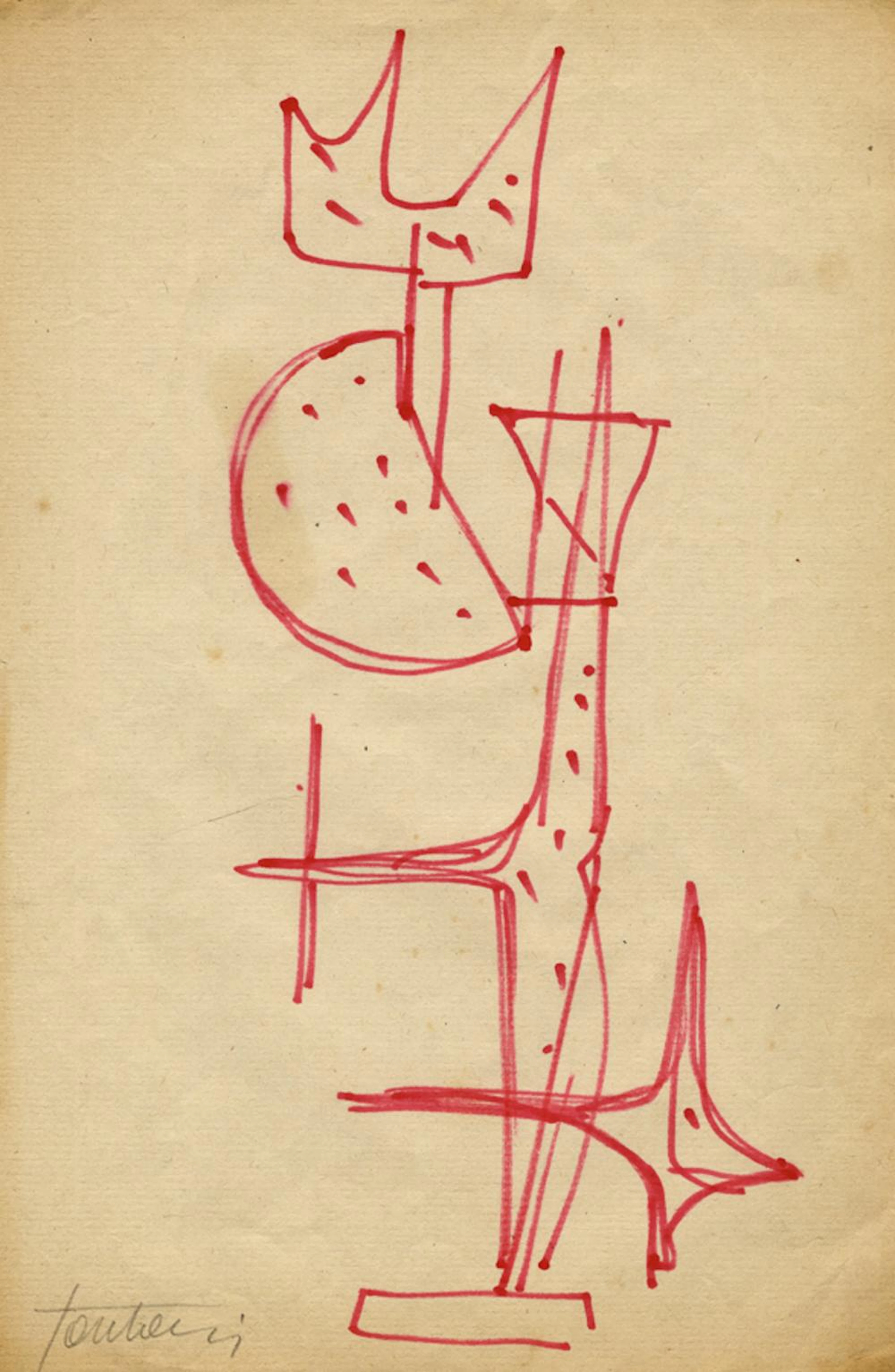 Fantoni Marcello, Lotto composto di 3 disegni astratti per sculture.