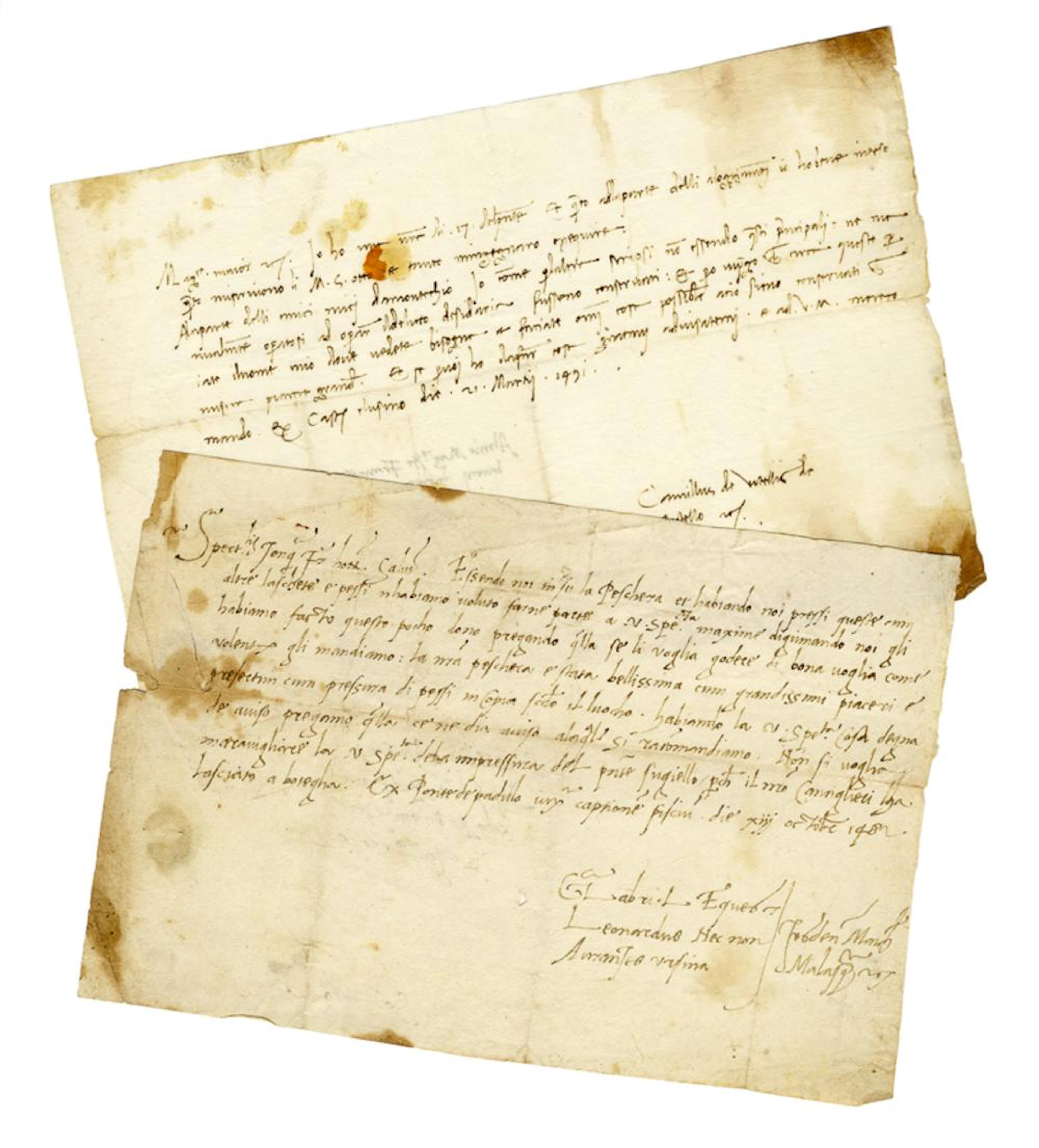 Malaspina Alberico, 3 lettere manoscritte. Datate 1483-1494, da Carrara e Massa.