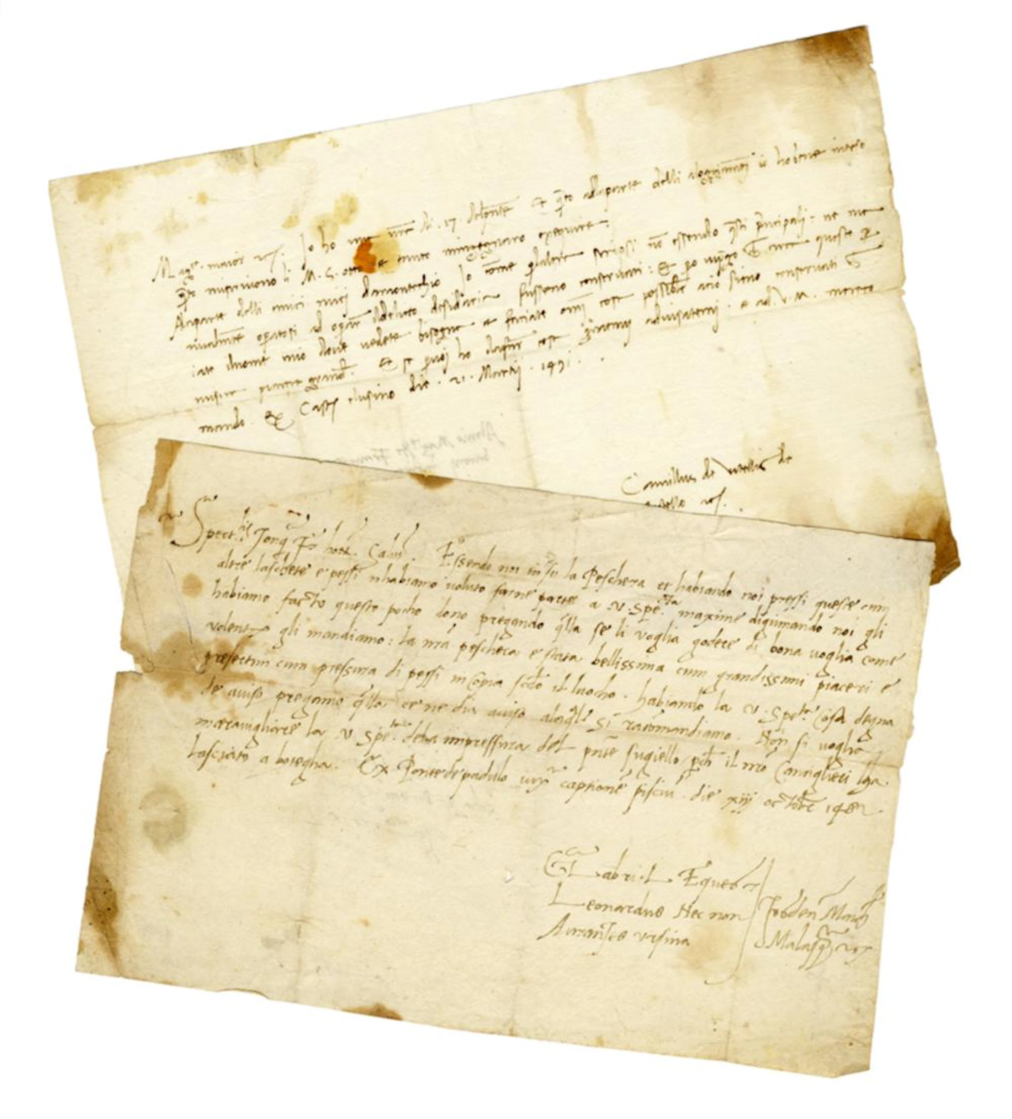 Malaspina Alberico, 3 lettere manoscritte. Datate 1483-1494, da Carrara e Massa.