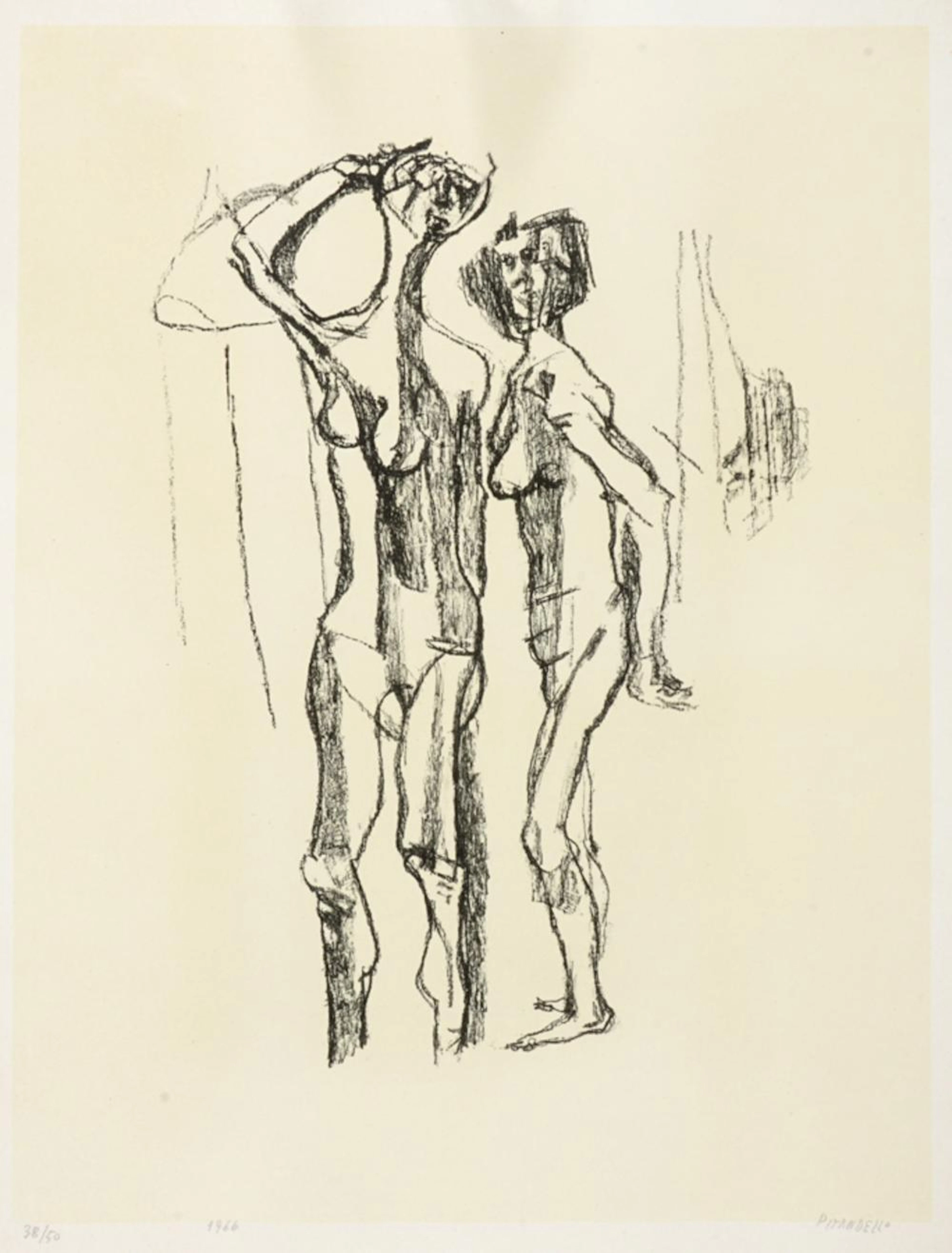 Fausto Pirandello, Studio di figure. 1966
