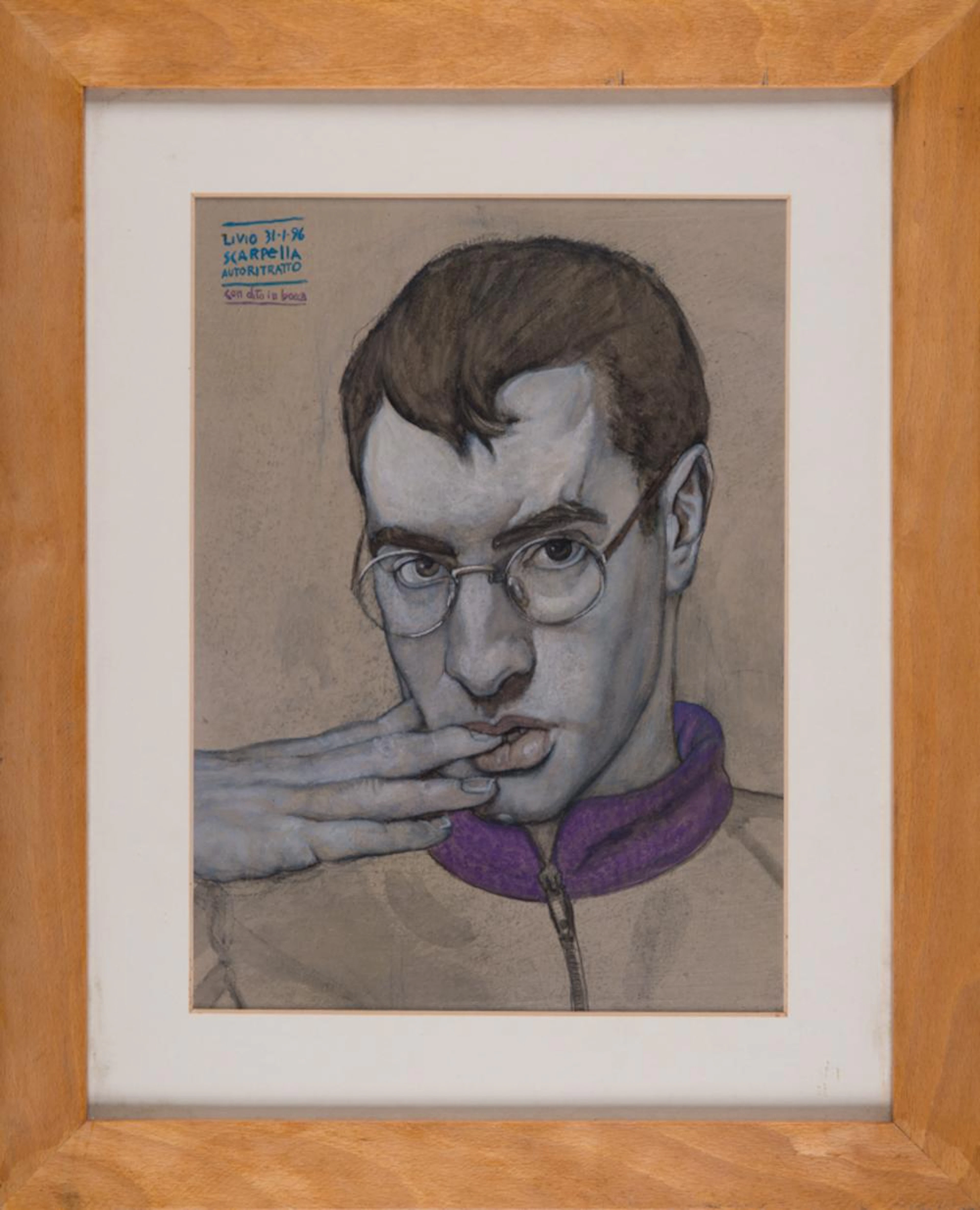 Livio Scarpella, Autoritratto con dito in bocca. 1996.