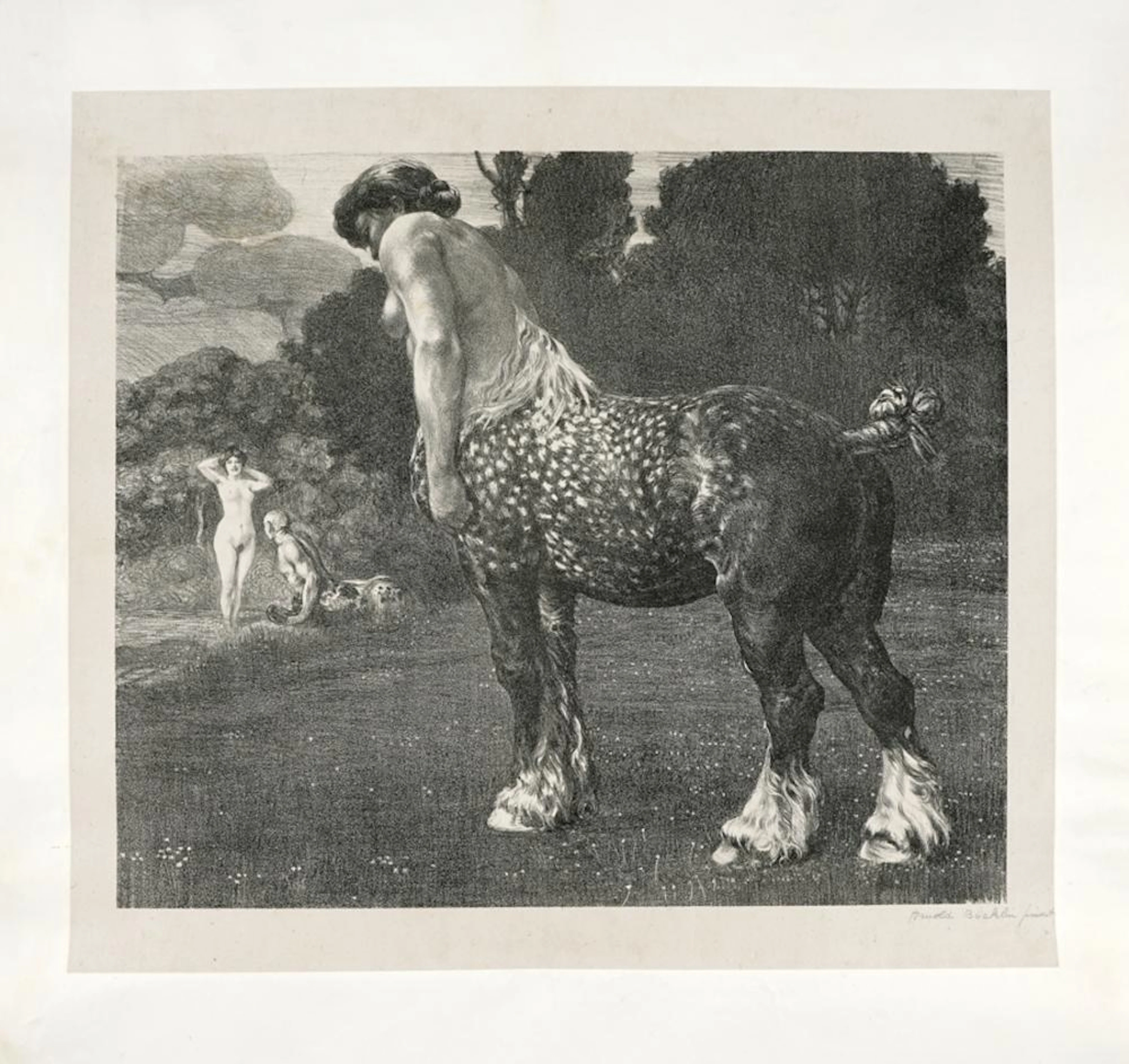 Arnold Böcklin [attribuito a], Fantasia con centauri. 1900 circa.