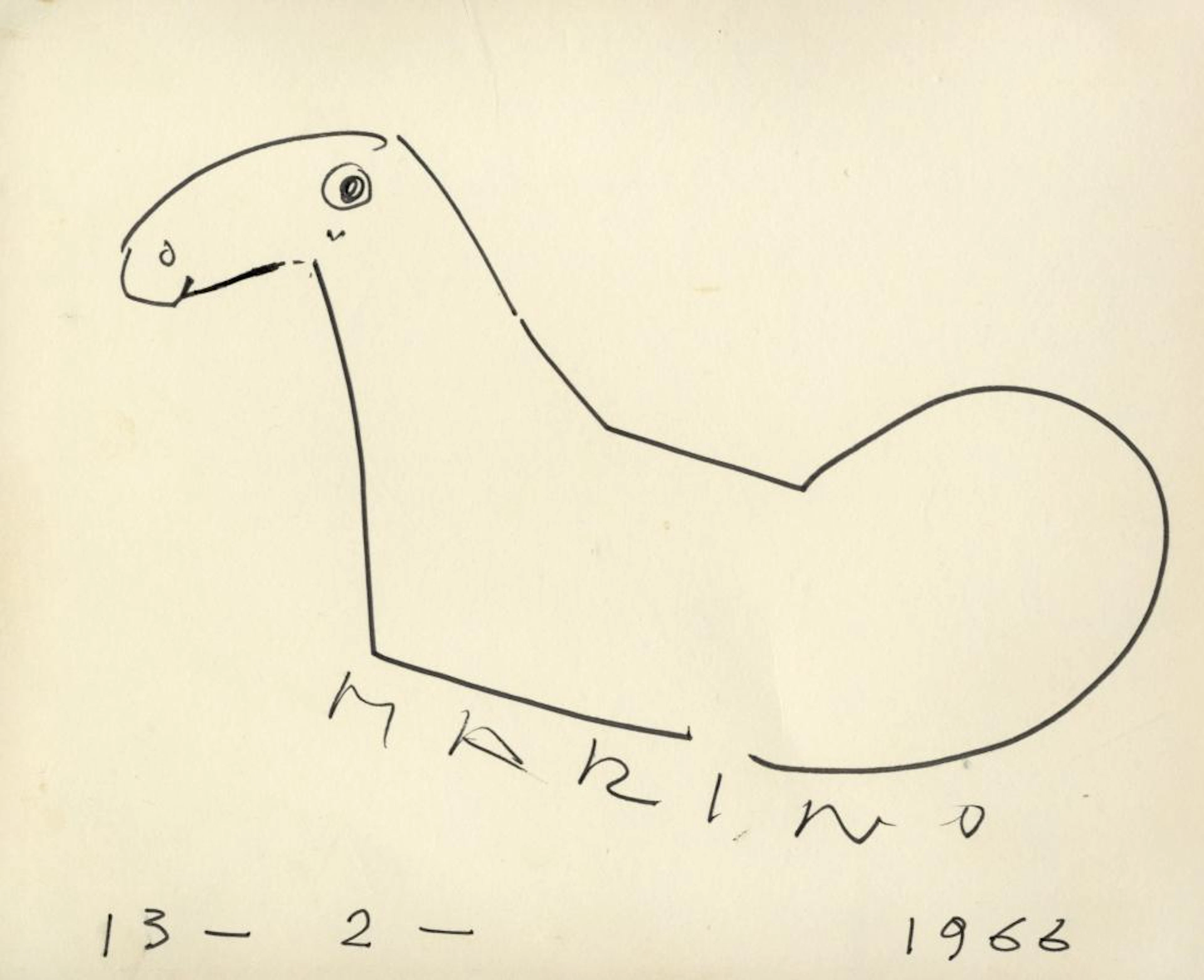 Marino Marini, Cavallo (schizzo). 1966.