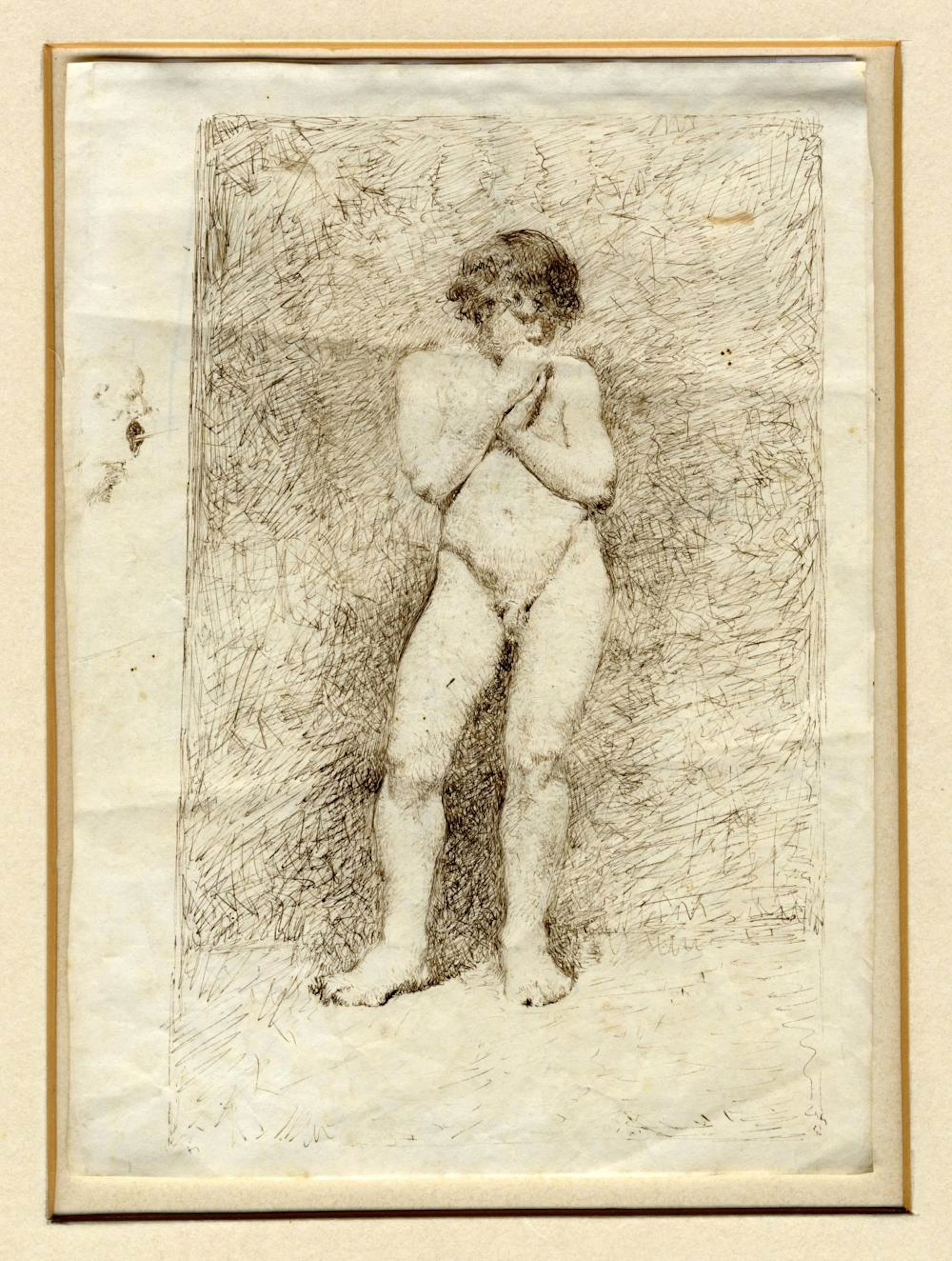 Mariano Fortuny y Marsal [attribuito a], Nudo maschile.