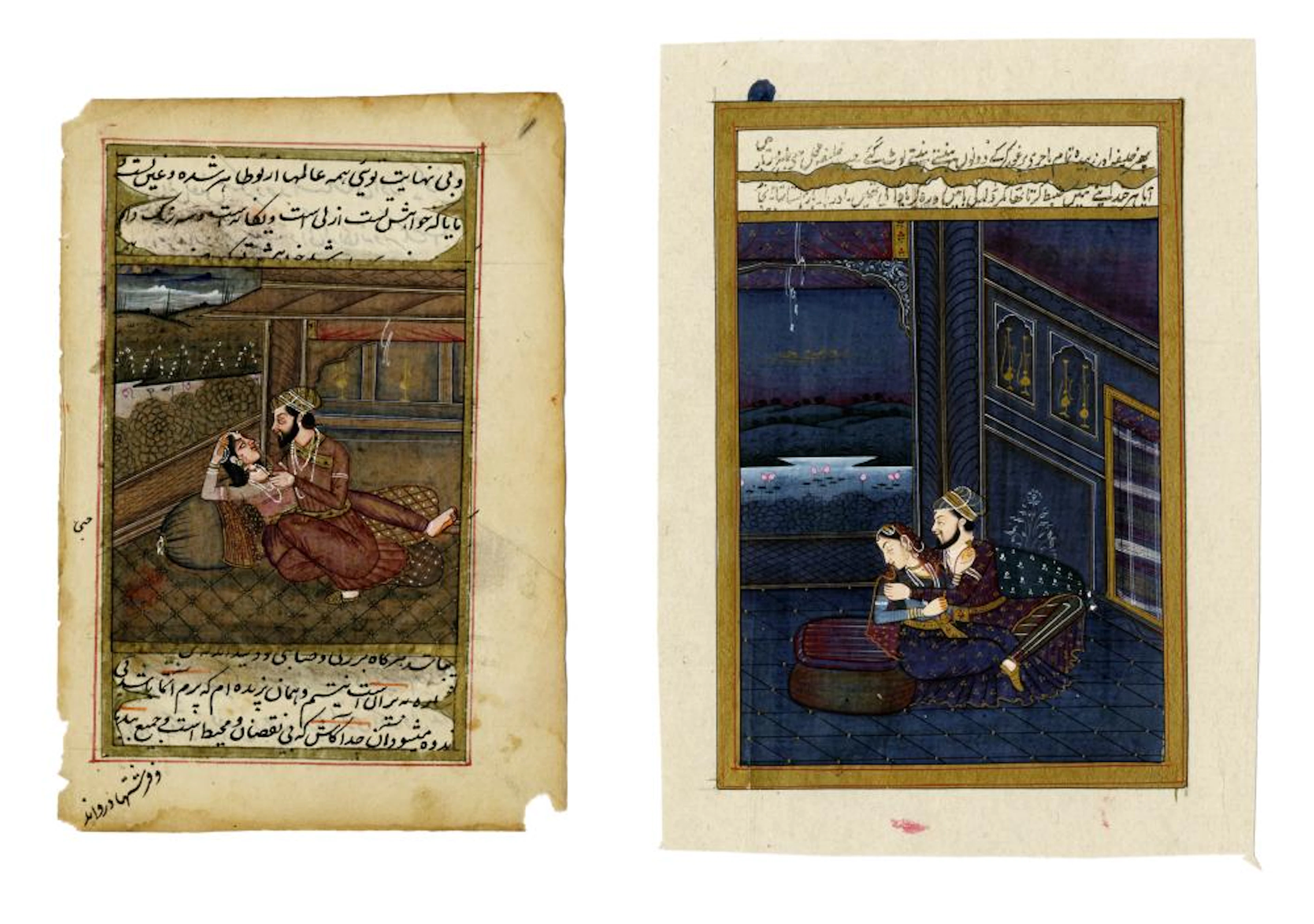 Arte Rajasthani Mughal, Cinque scene amorose. Fine XIX inizio XX secolo.